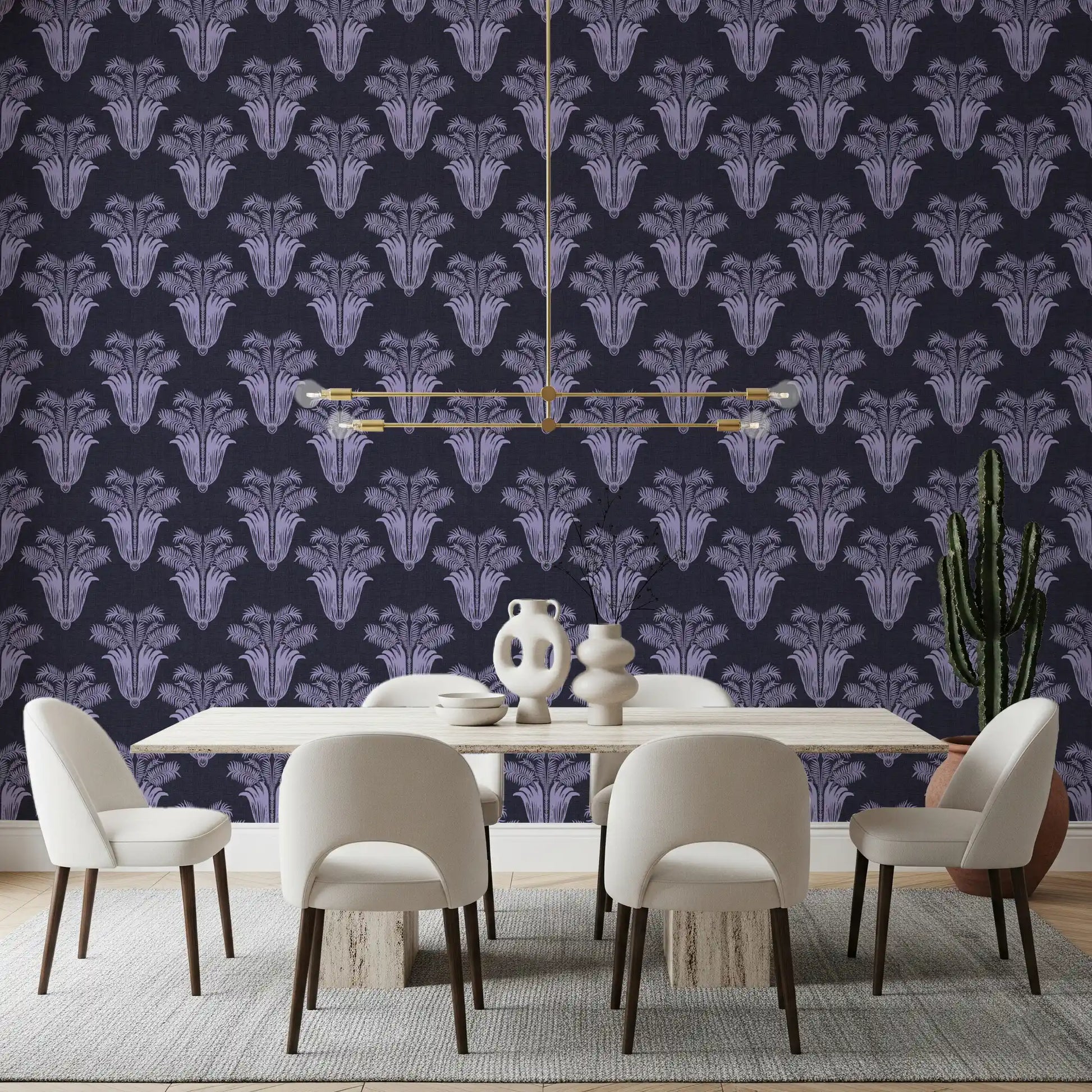 Moody Midnight Violet Botanical Wallpaper Wallpaper⁠