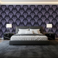 Moody Midnight Violet Botanical Wallpaper Wallpaper⁠