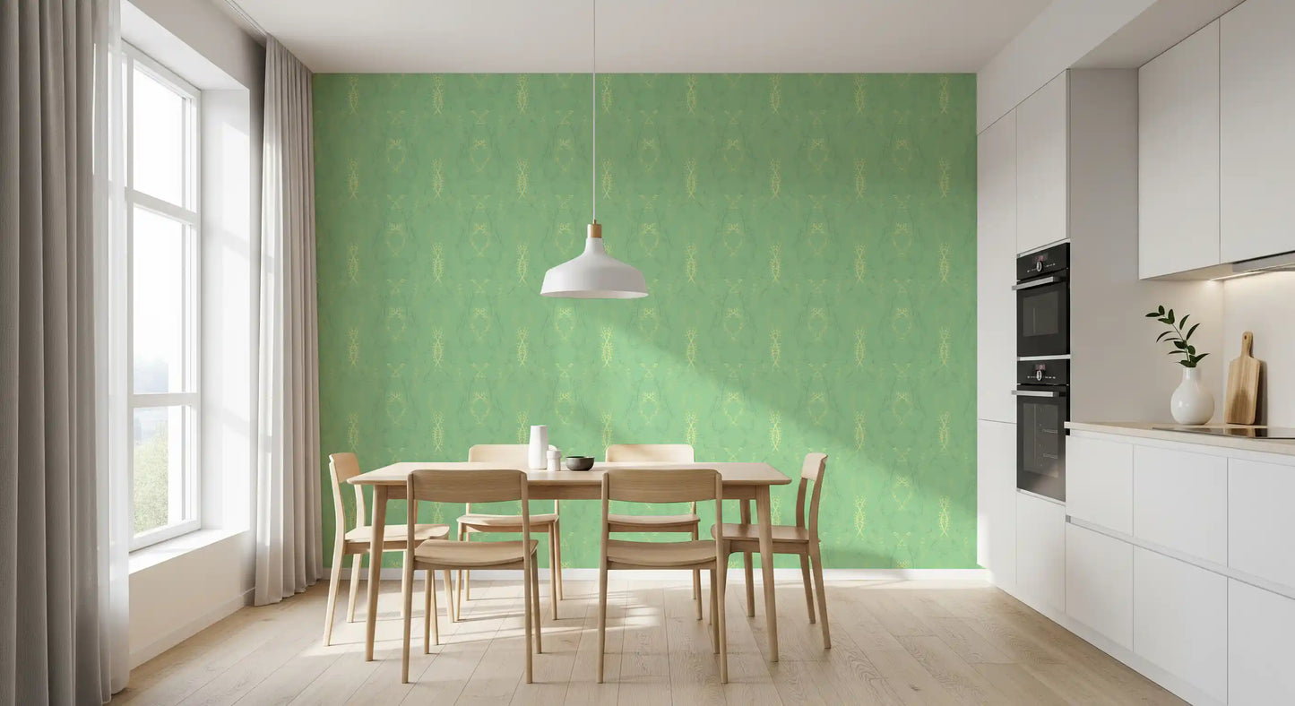 Sage and Gold Whispering Vines Trellis Wallpaper⁠