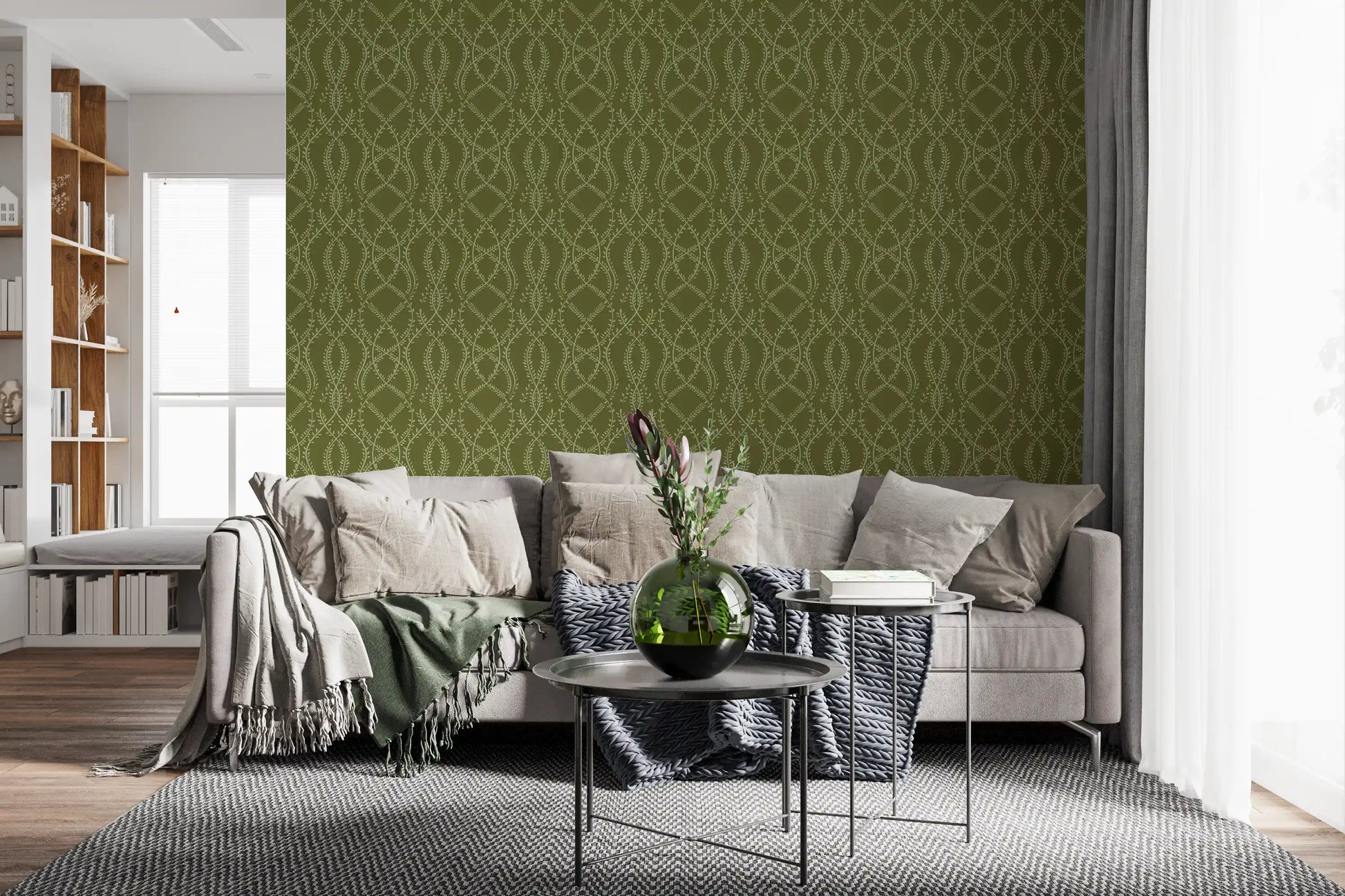 Sage Laurel Trellis Botanical Wallpaper Wallpaper⁠