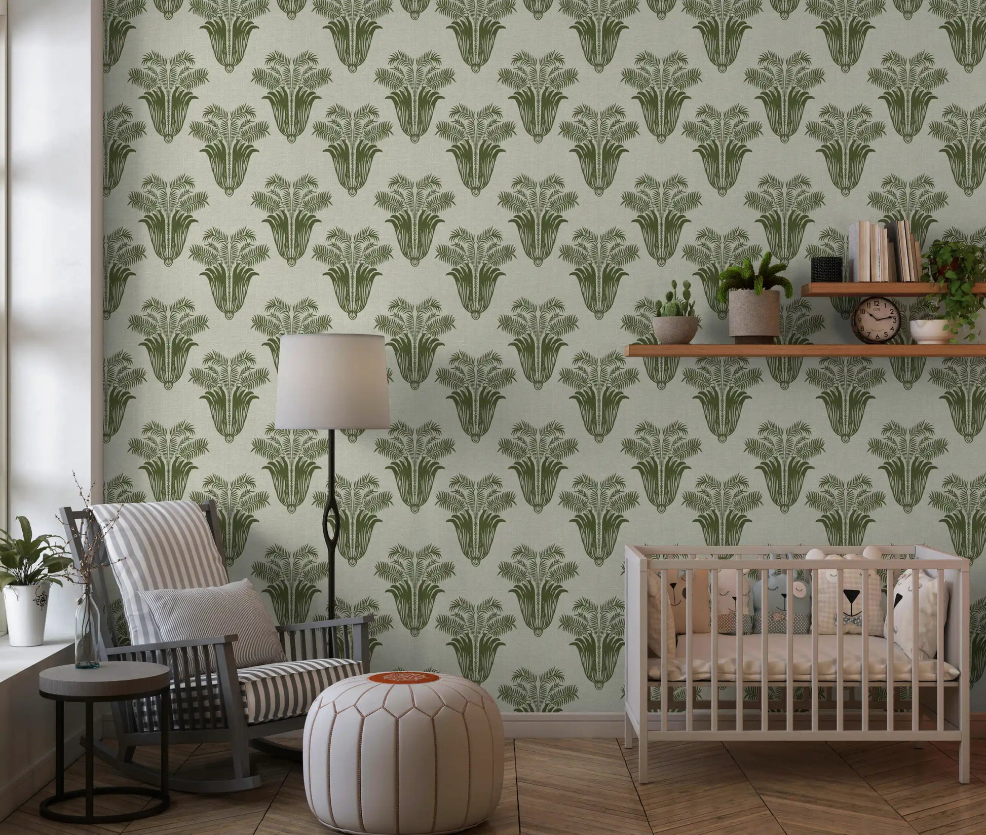 Mediterranean Sage Palm Leaf Wallpaper Wallpaper⁠