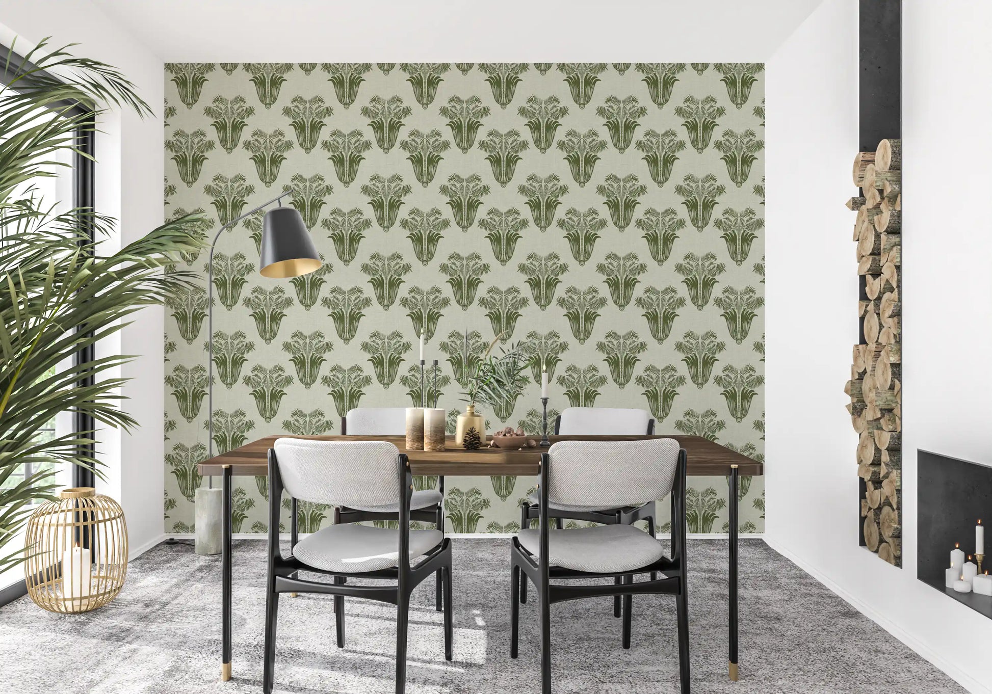Mediterranean Sage Palm Leaf Wallpaper Wallpaper⁠
