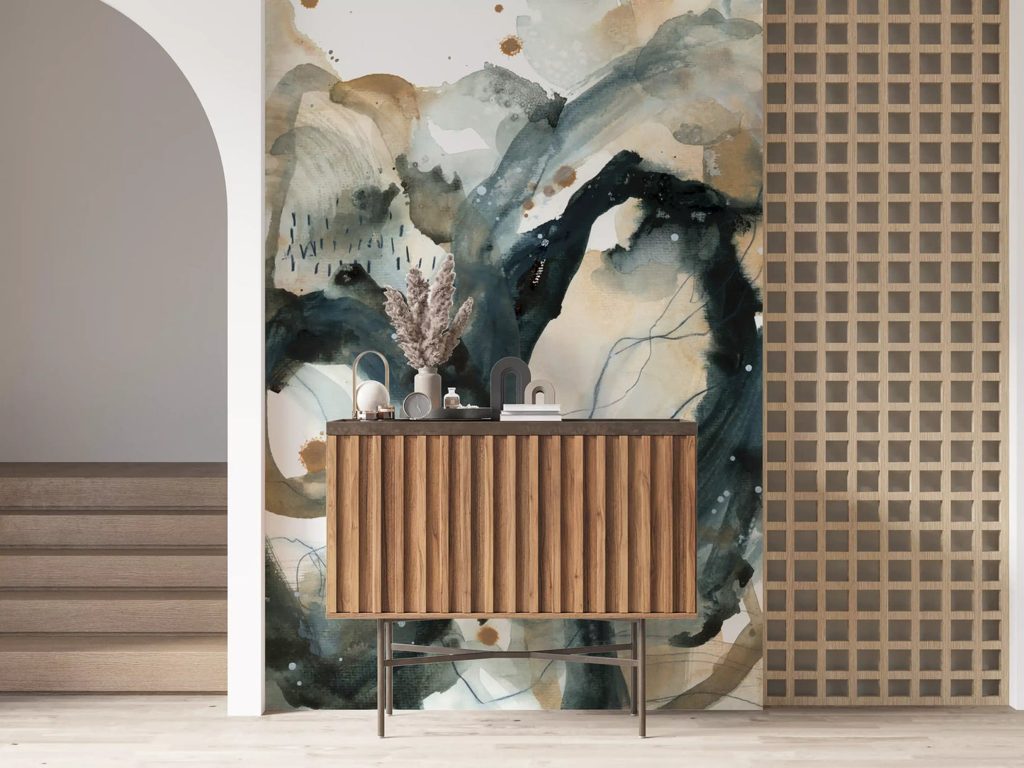 Abstract Ink Wash Wall Mural