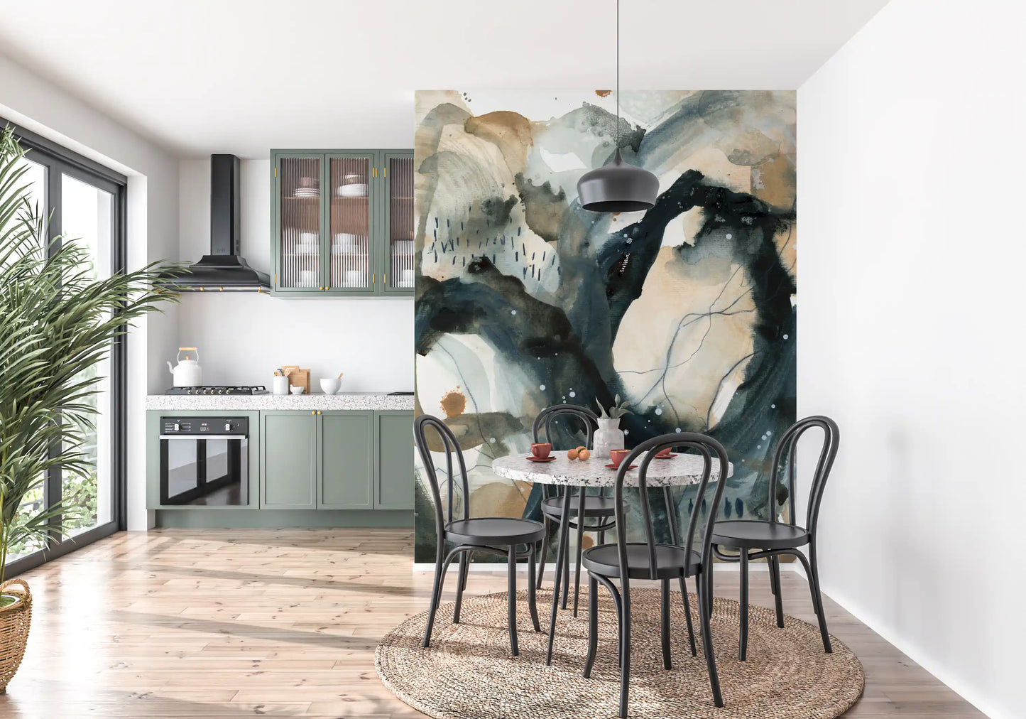 Abstract Ink Wash Wall Mural