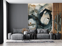 Abstract Ink Wash Wall Mural