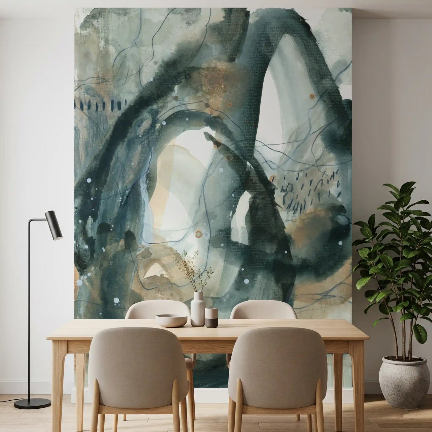 Ethereal Earth Fluid Abstract Watercolor Wall Mural