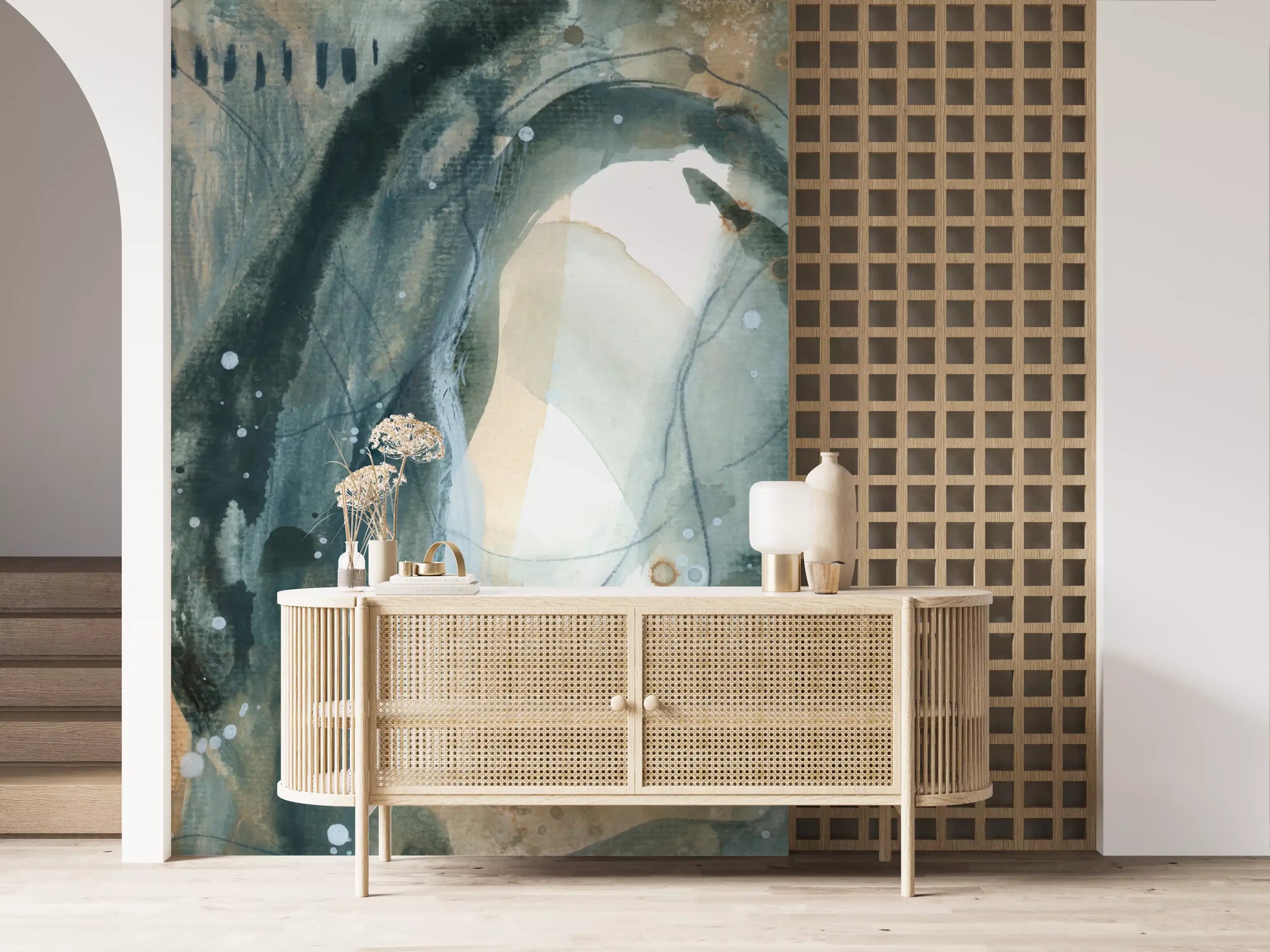 Ethereal Earth Fluid Abstract Watercolor Wall Mural