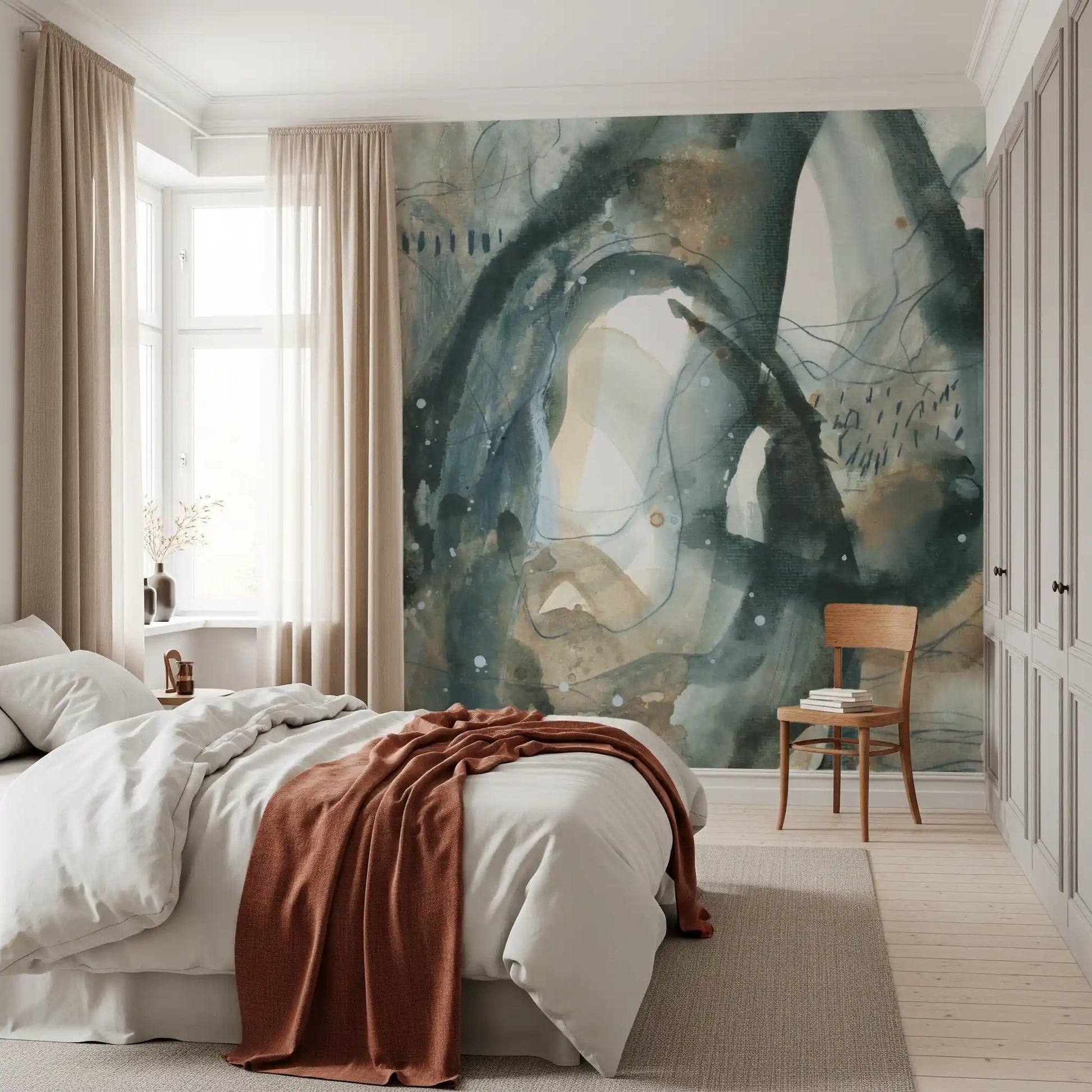 Ethereal Earth Fluid Abstract Watercolor Wall Mural