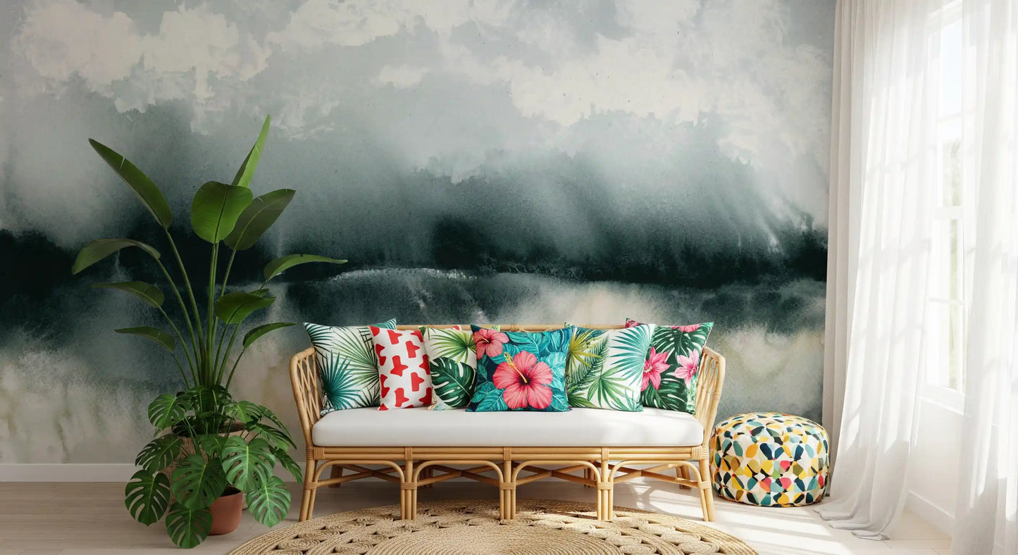 Whispering Mist Watercolor Landscape Wall Mural