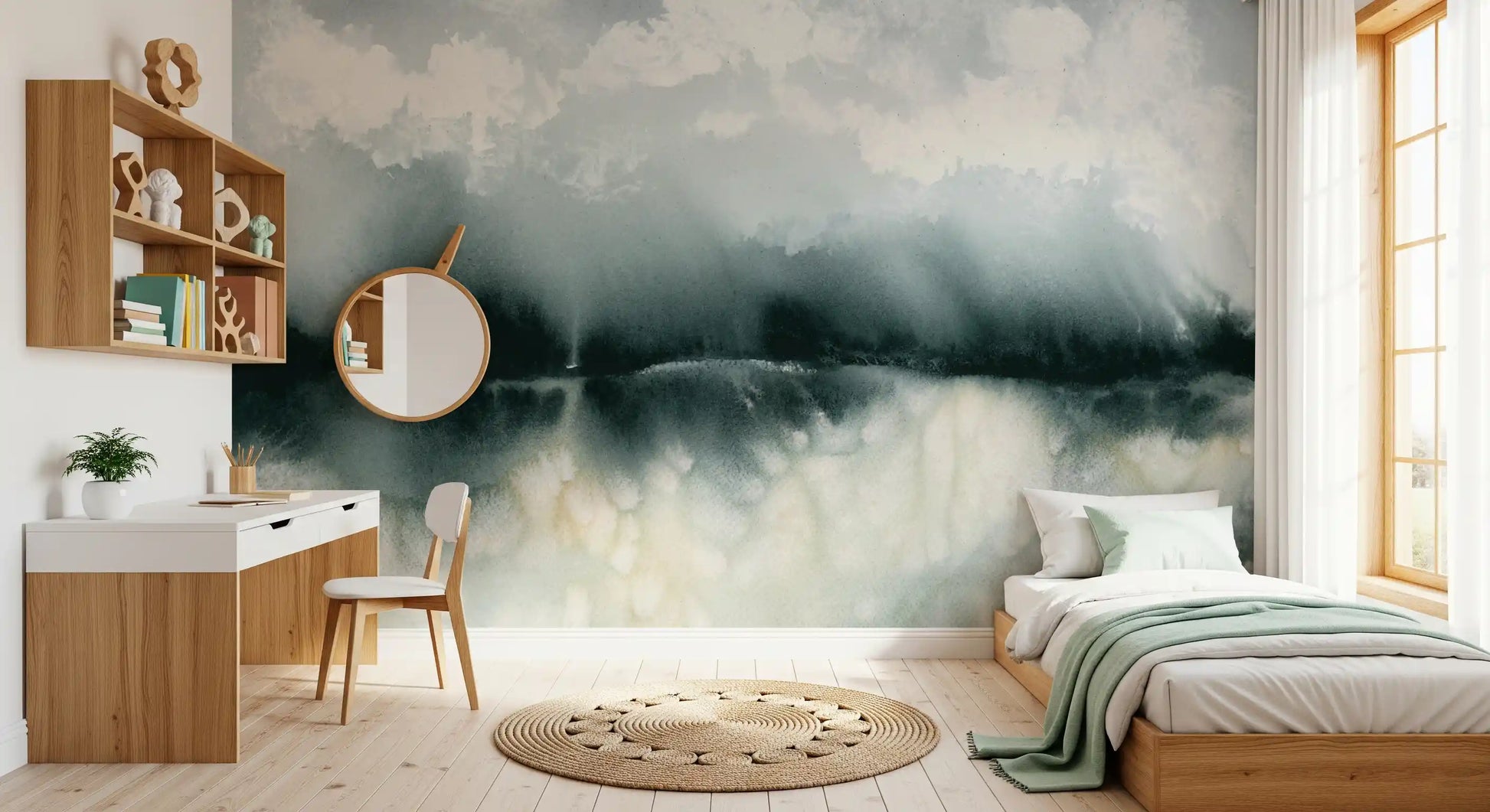 Whispering Mist Watercolor Landscape Wall Mural