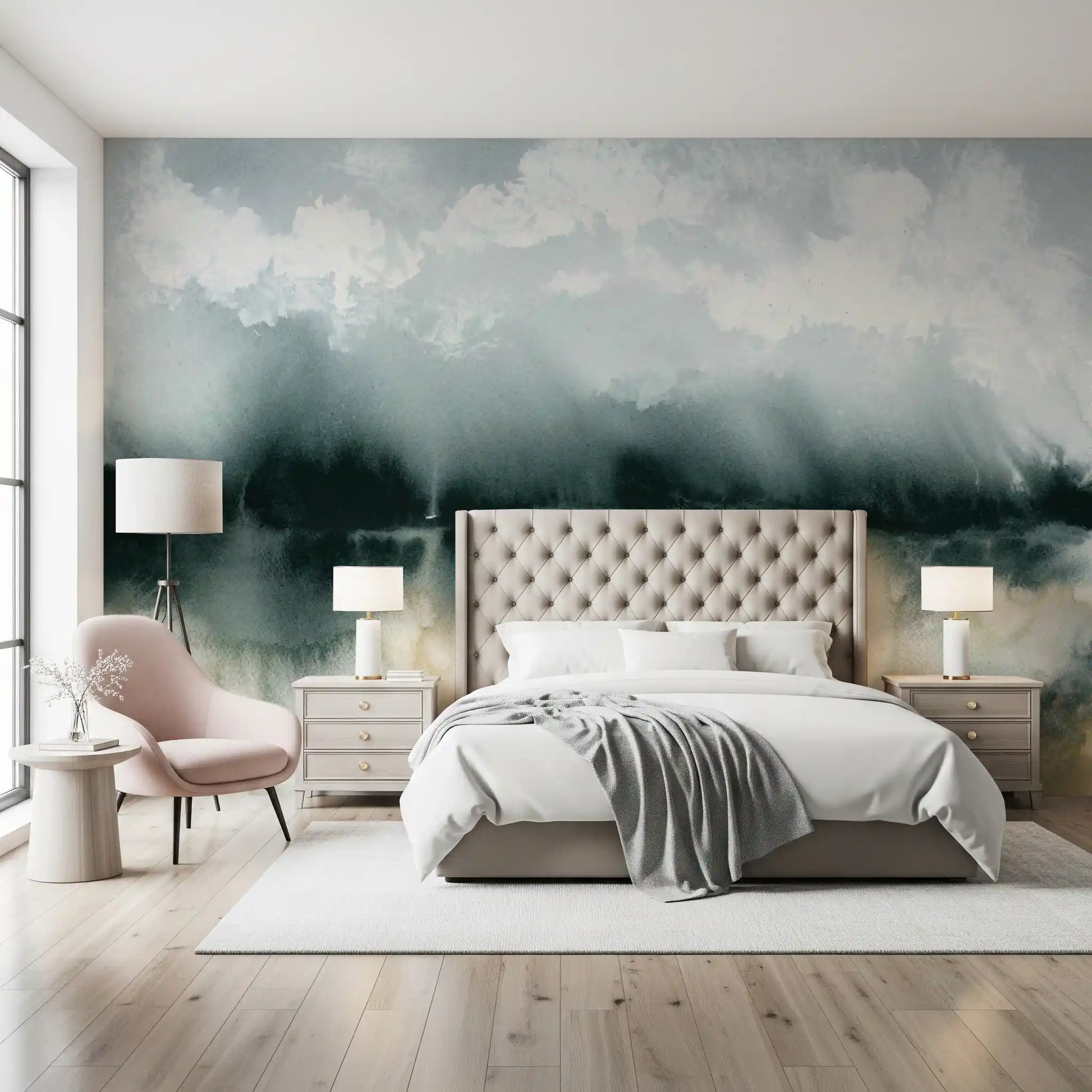 Whispering Mist Watercolor Landscape Wall Mural