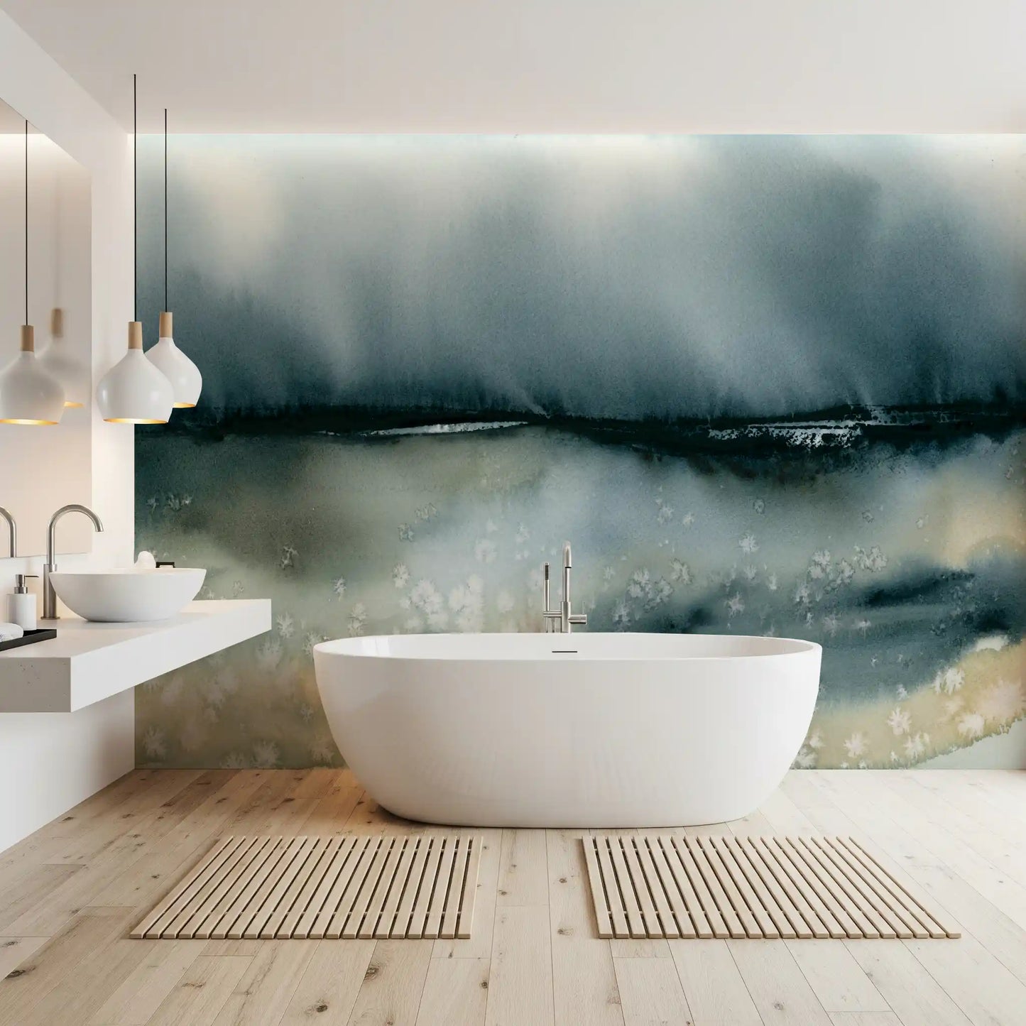 Soft Clouds Over Meadow Wall Mural