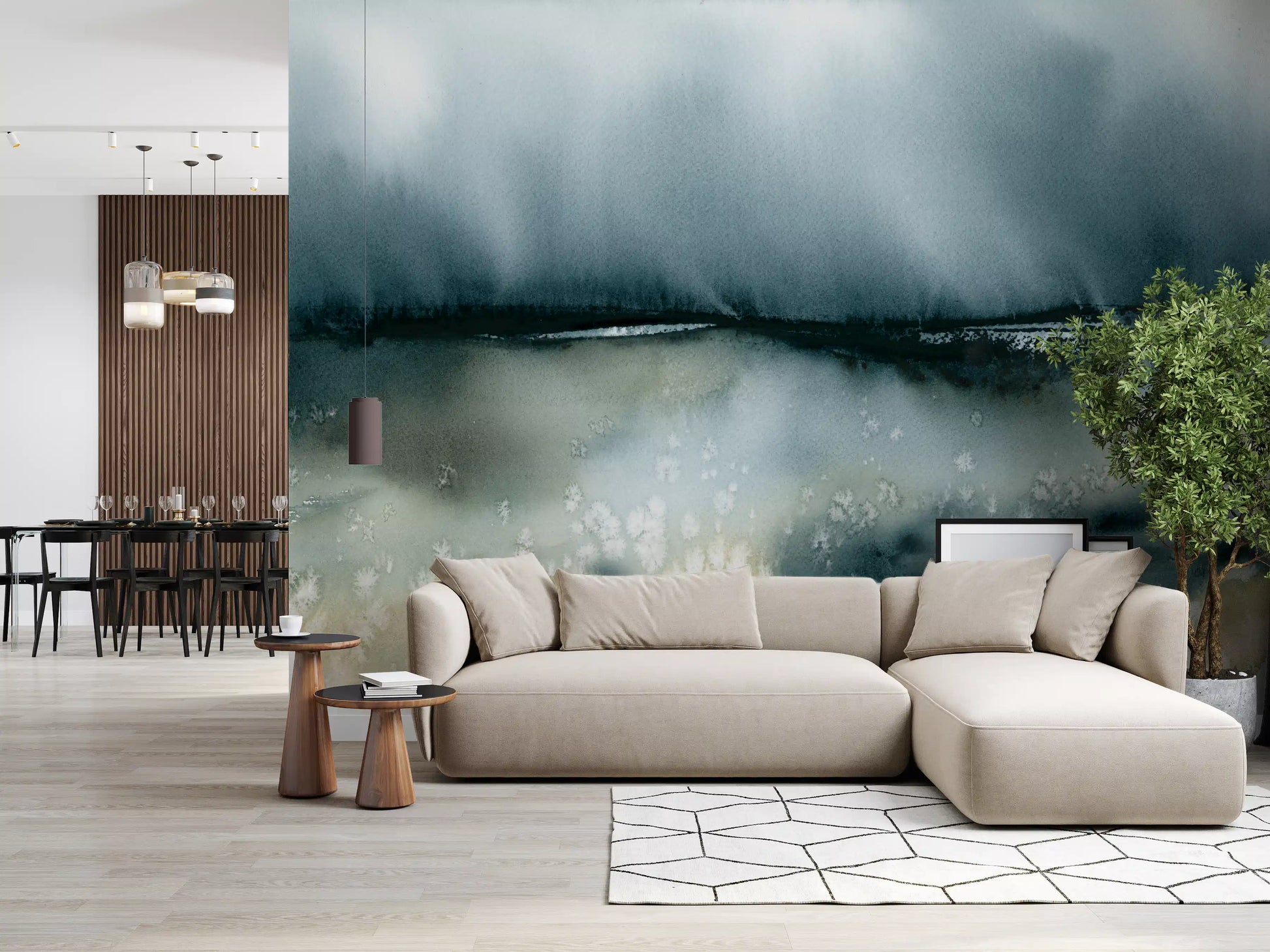 Soft Clouds Over Meadow Wall Mural