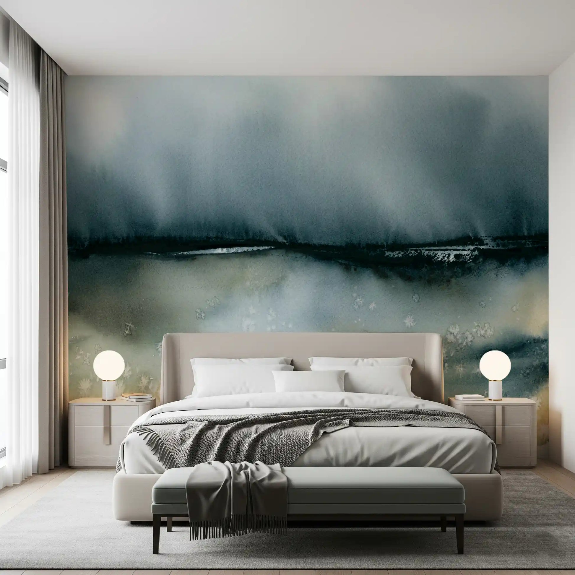 Soft Clouds Over Meadow Wall Mural