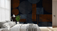Industrial Rust and Charcoal Geometric Wallpaper Wall Mural