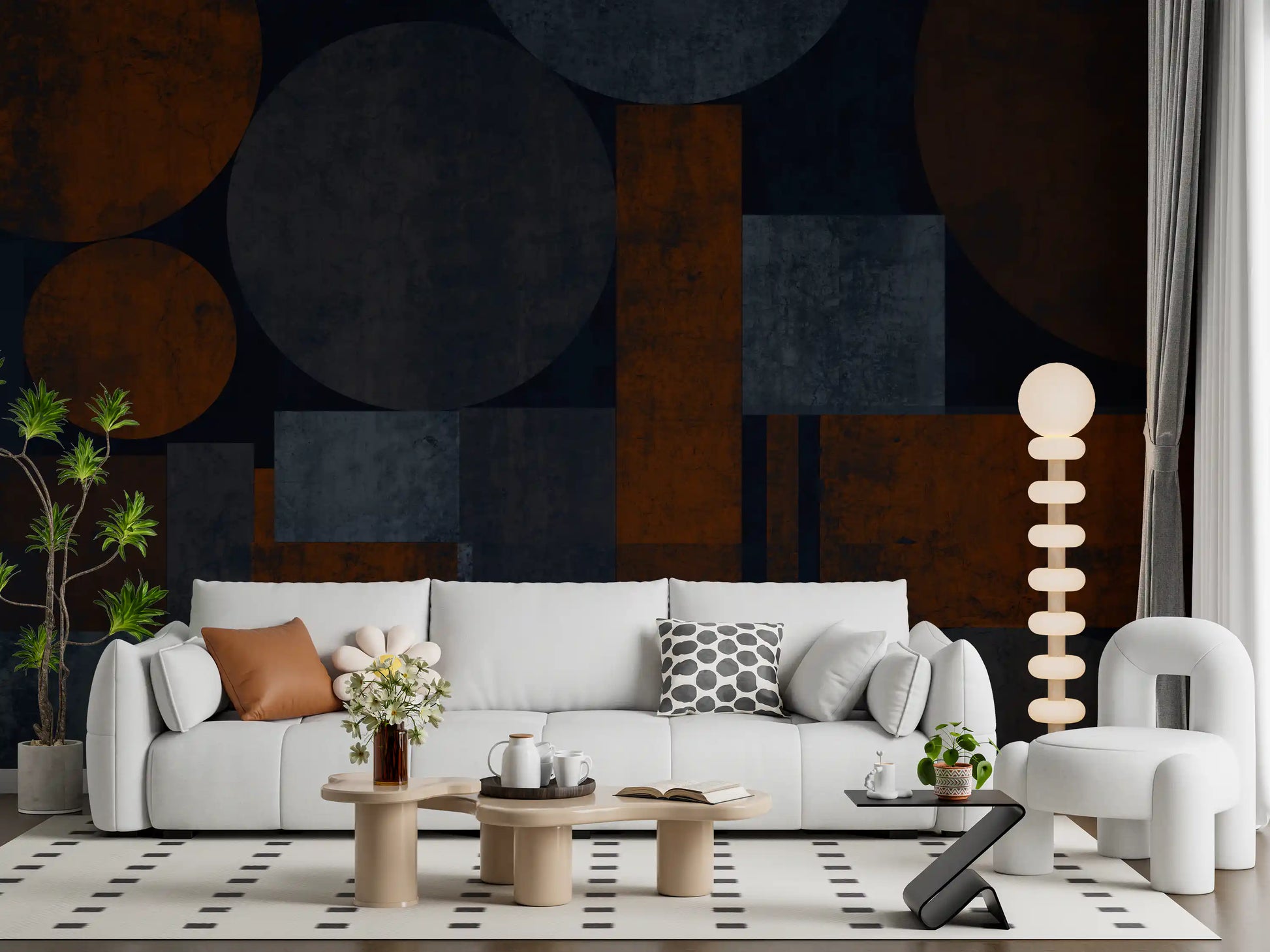 Industrial Rust and Charcoal Geometric Wallpaper Wall Mural