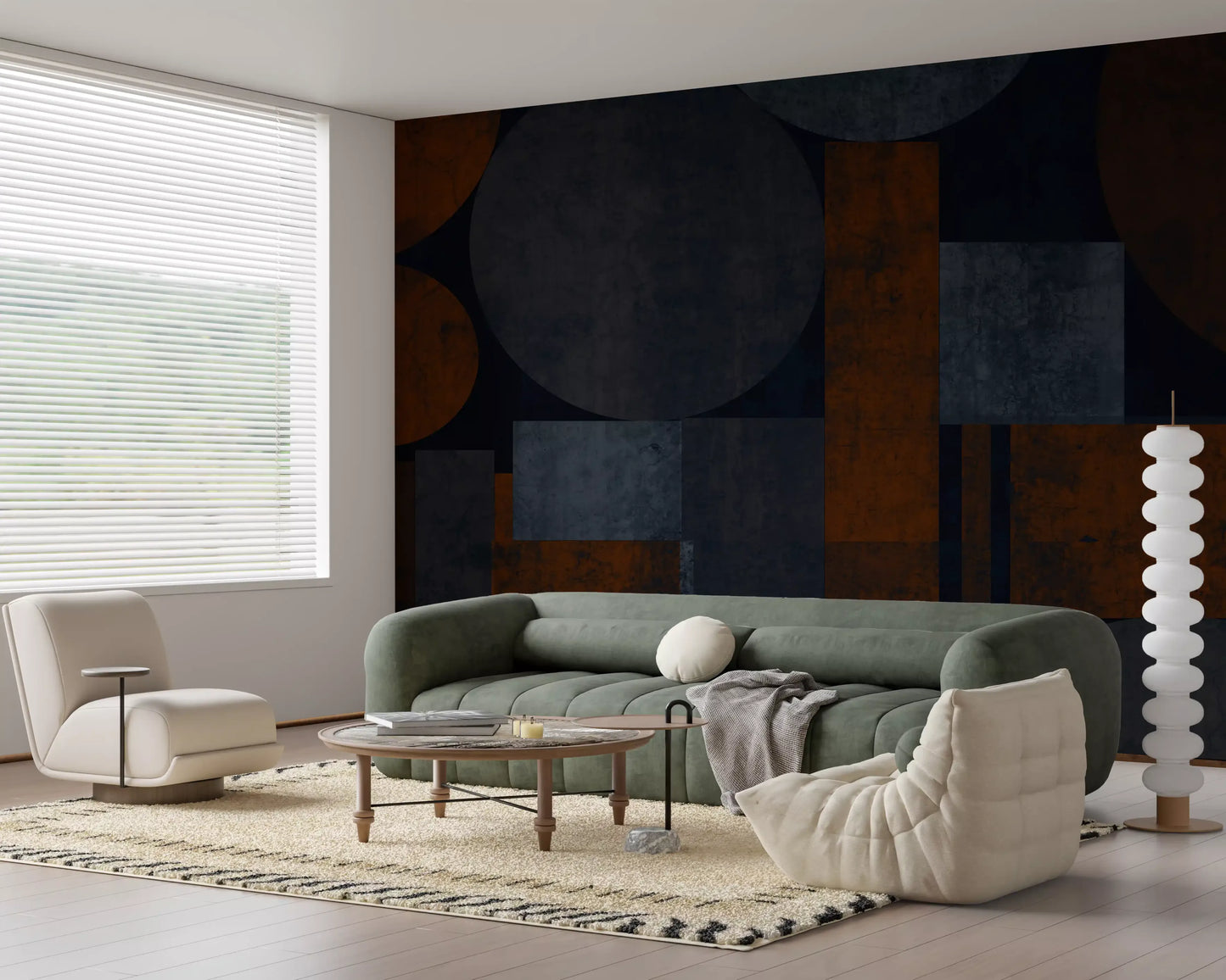 Industrial Rust and Charcoal Geometric Wallpaper Wall Mural