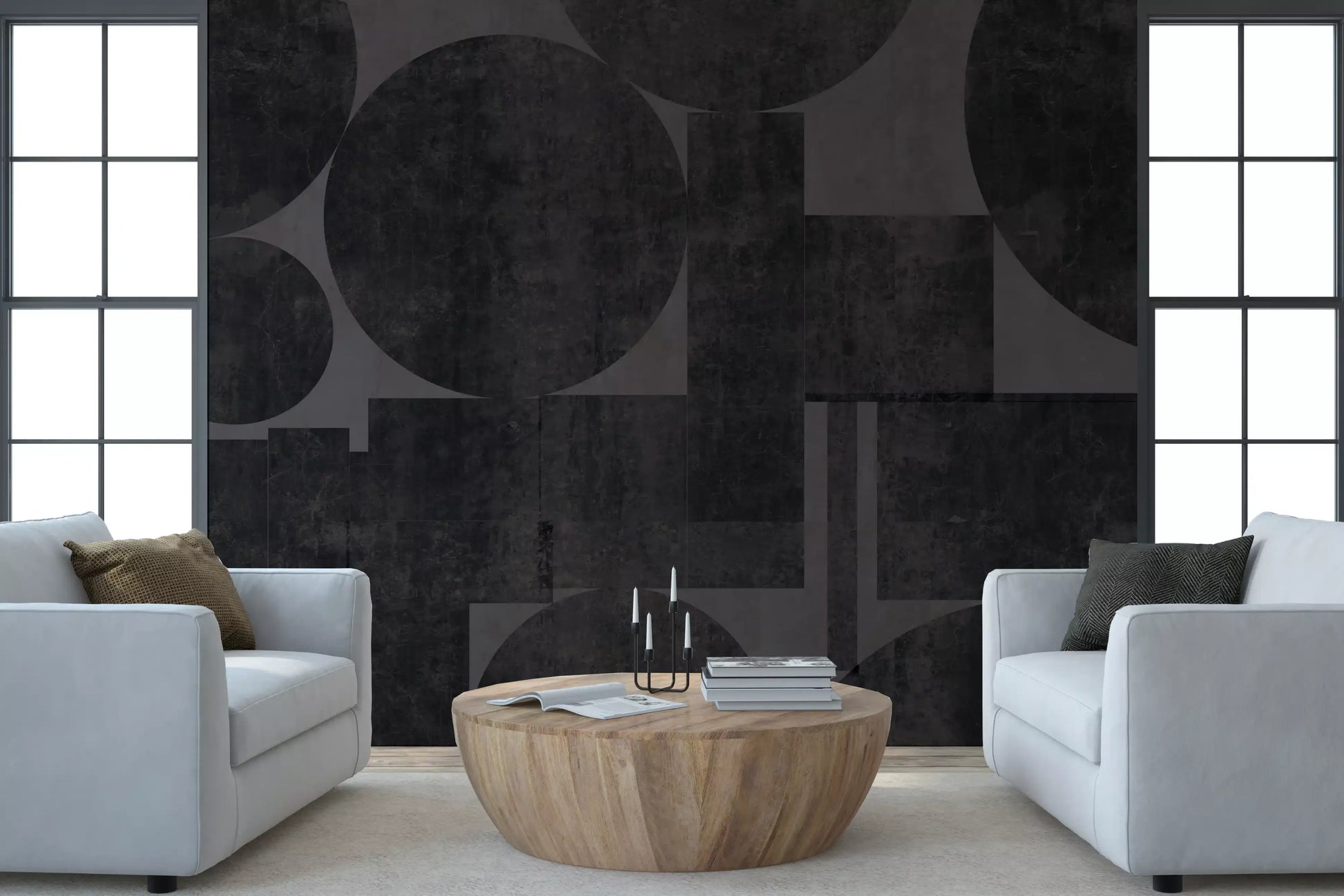 Industrial Charcoal Geometric Wall Mural Wall Mural