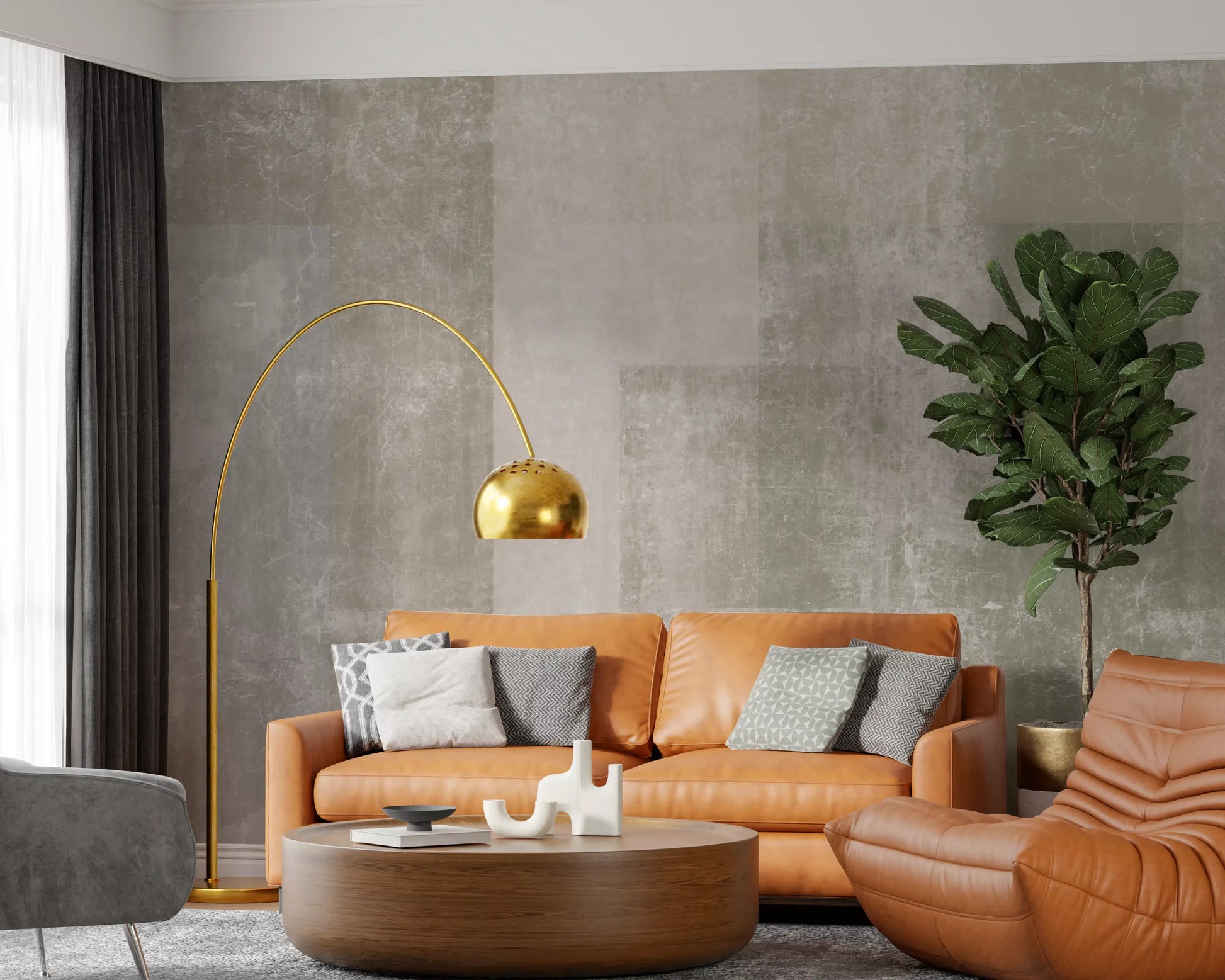 Muted Concrete Geometric Abstract Wallpaper Wall Mural