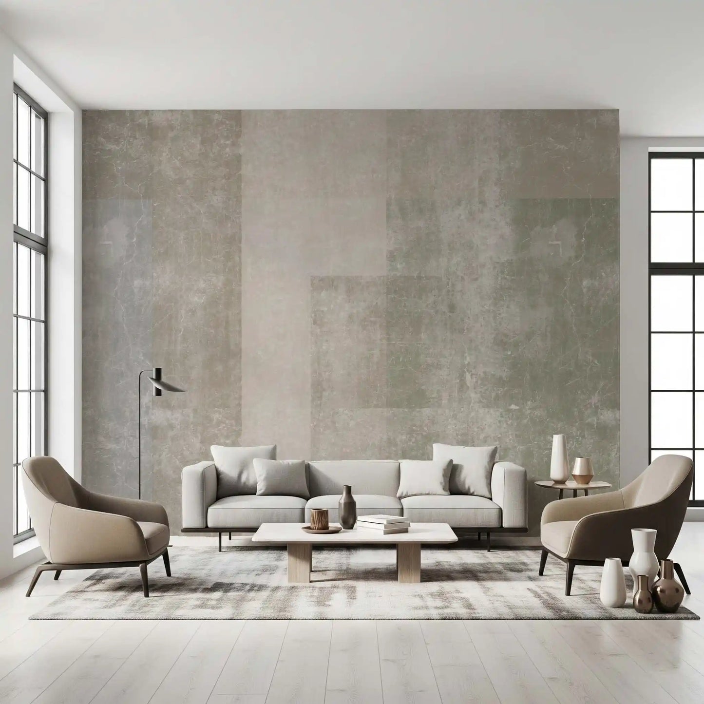 Muted Concrete Geometric Abstract Wallpaper Wall Mural