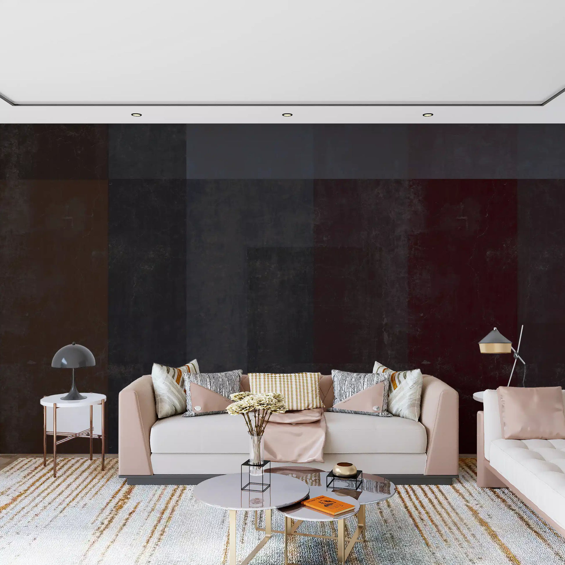 Crimson and Charcoal Plaster Wall Decor Wall Mural