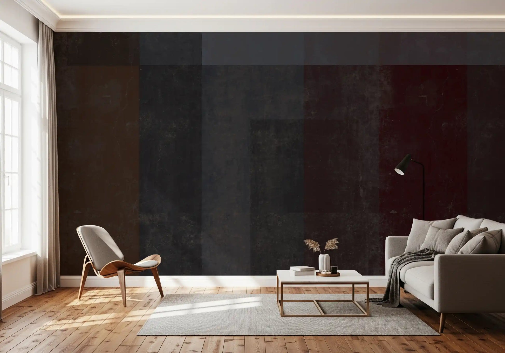 Crimson and Charcoal Plaster Wall Decor Wall Mural