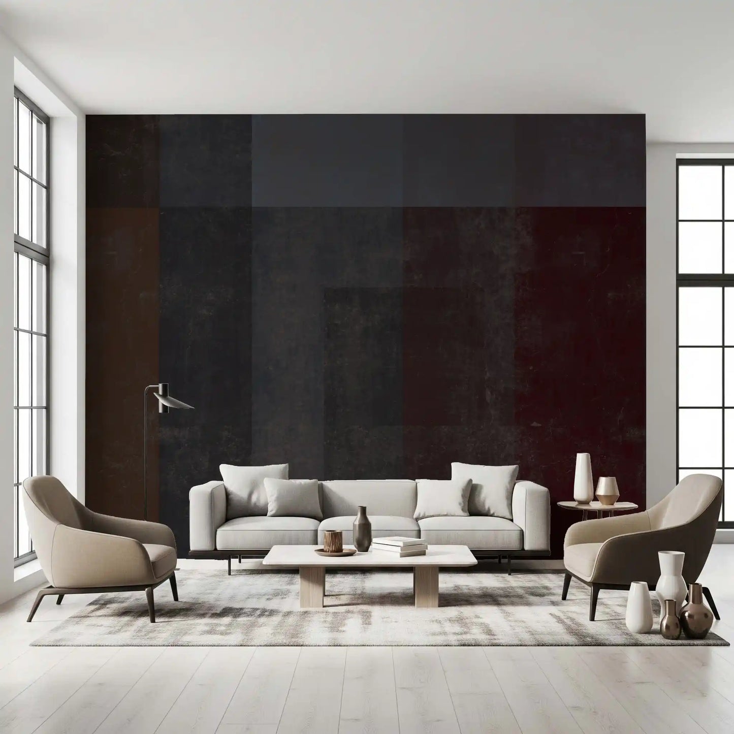 Crimson and Charcoal Plaster Wall Decor Wall Mural