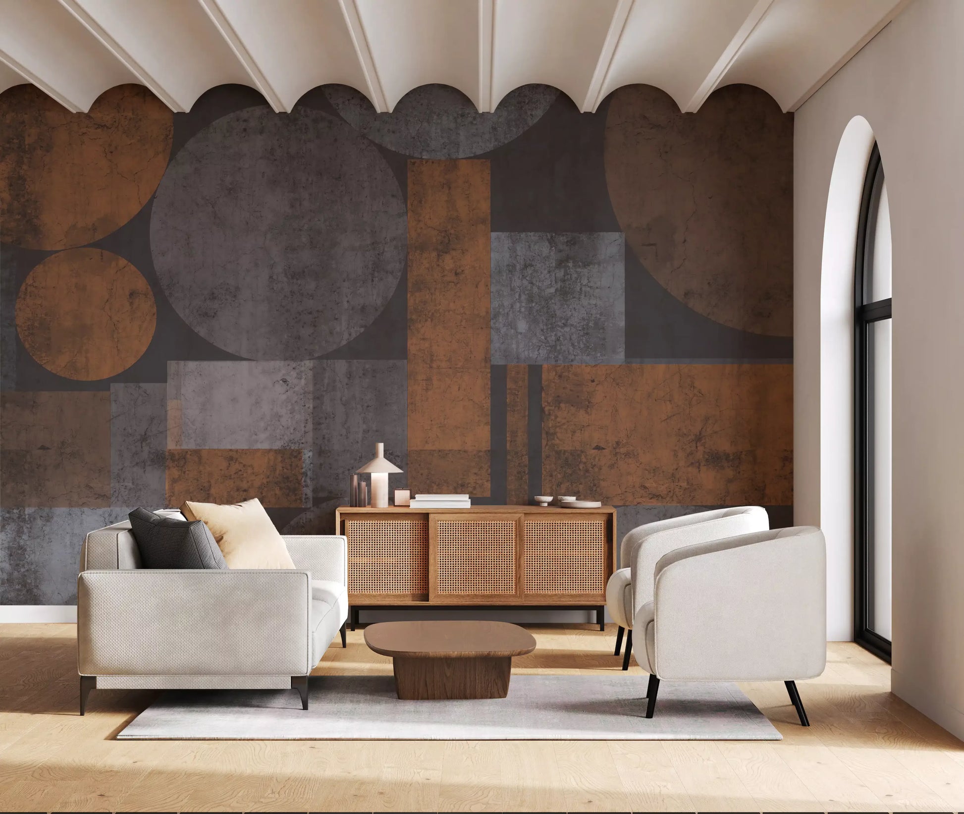 Brutalist Shapes Textured Abstract Wallpaper Wall Mural