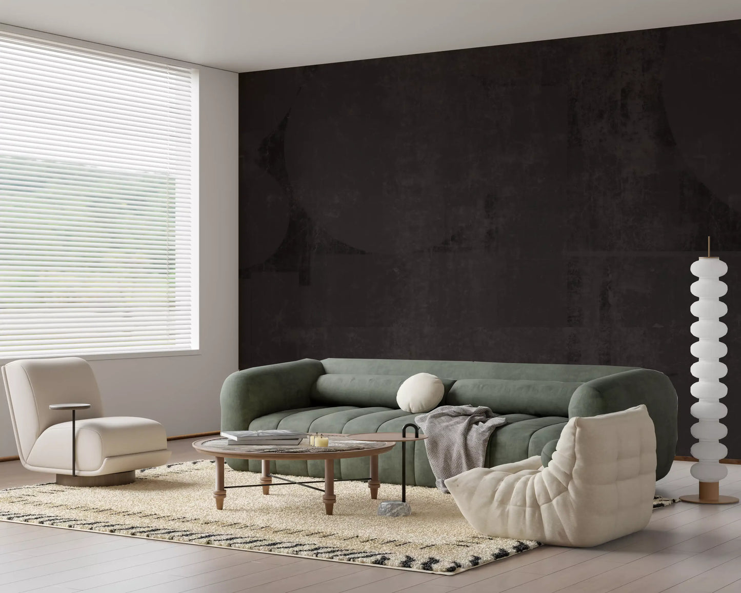 Industrial Charcoal Abstract Shapes Wallpaper Wall Mural