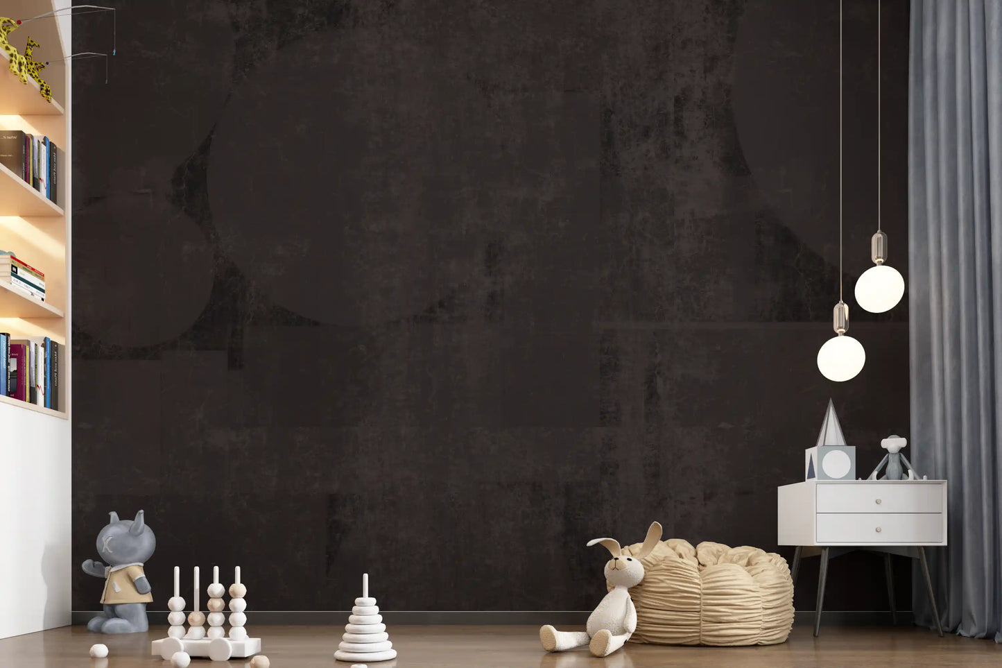 Industrial Charcoal Abstract Shapes Wallpaper Wall Mural