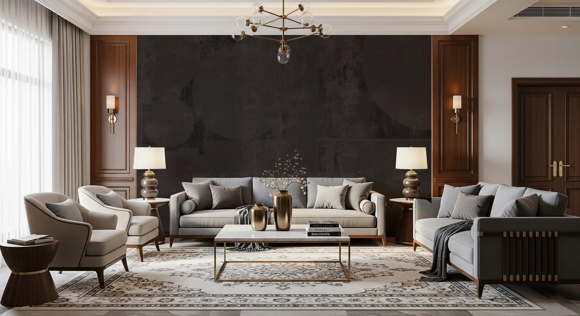 Industrial Charcoal Abstract Shapes Wallpaper Wall Mural