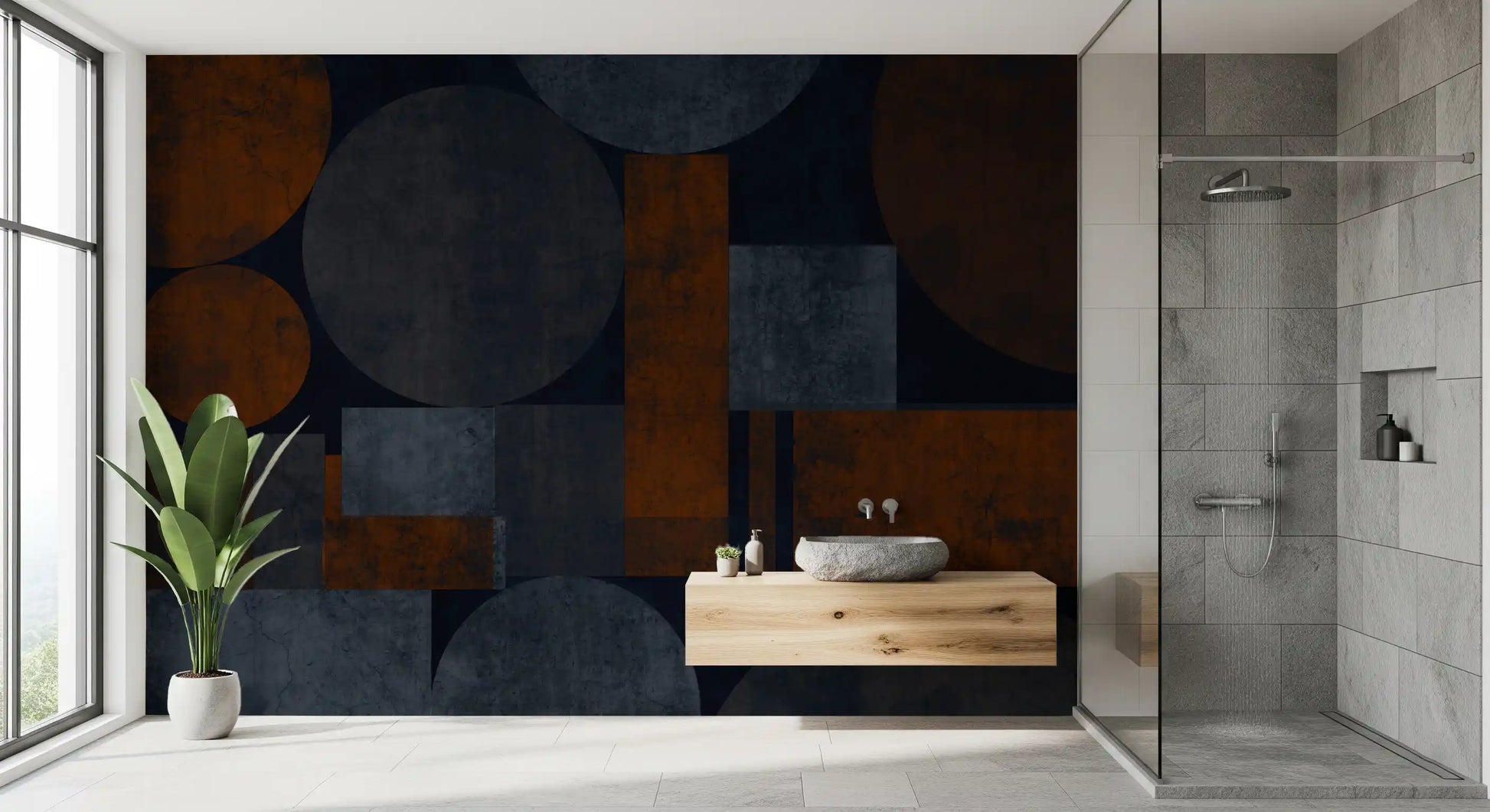 Earthy Geometrics Textured Circles Wall Mural