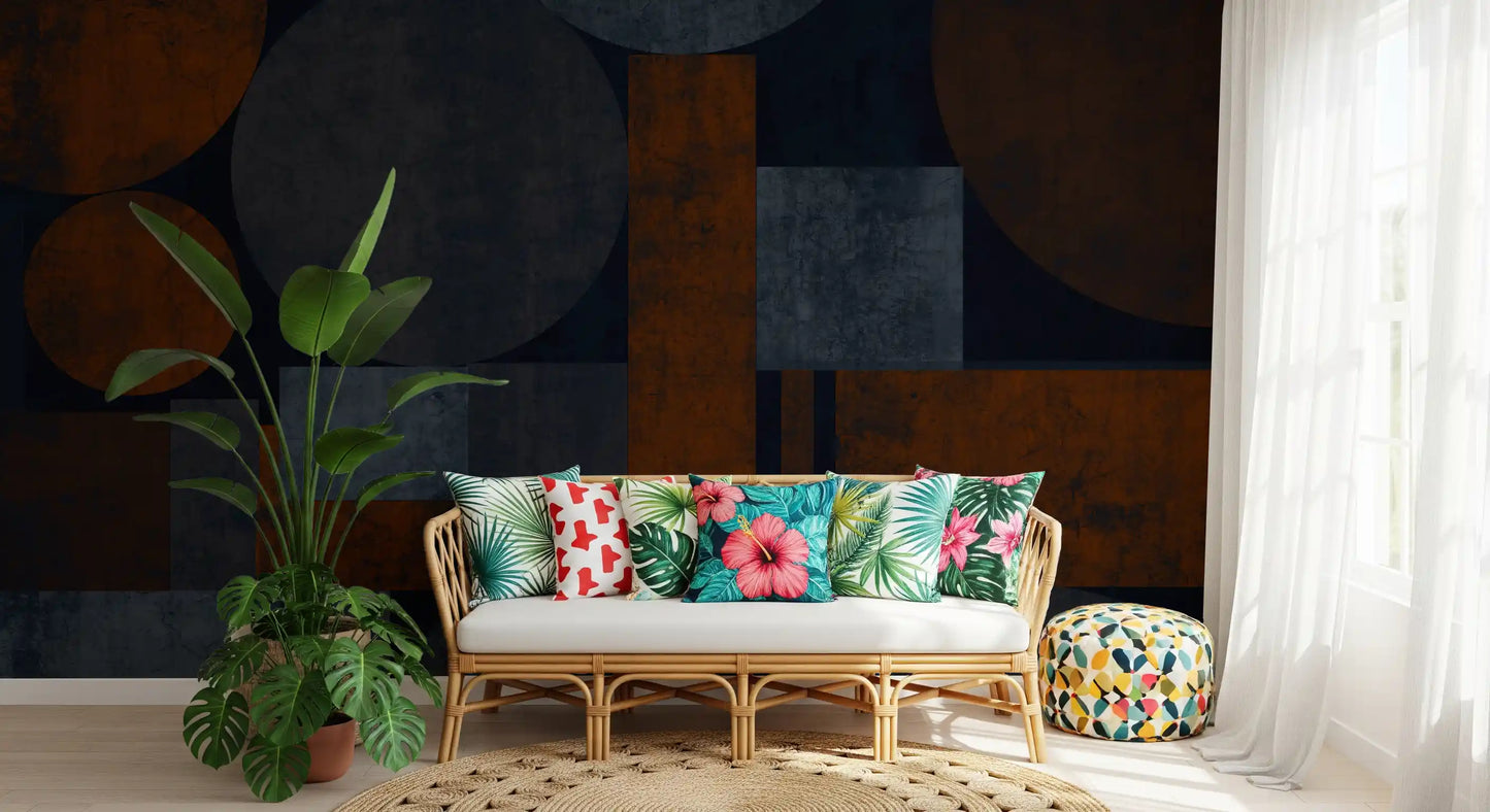 Earthy Geometrics Textured Circles Wall Mural