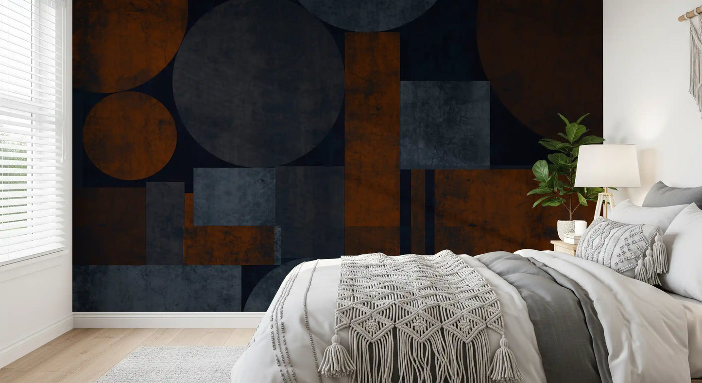 Earthy Geometrics Textured Circles Wall Mural