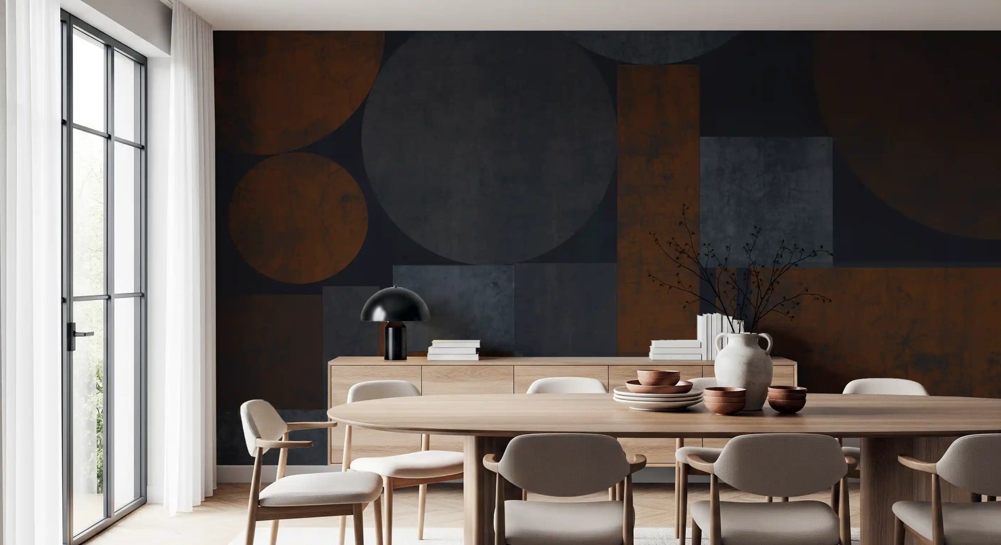 Earthy Geometrics Textured Circles Wall Mural