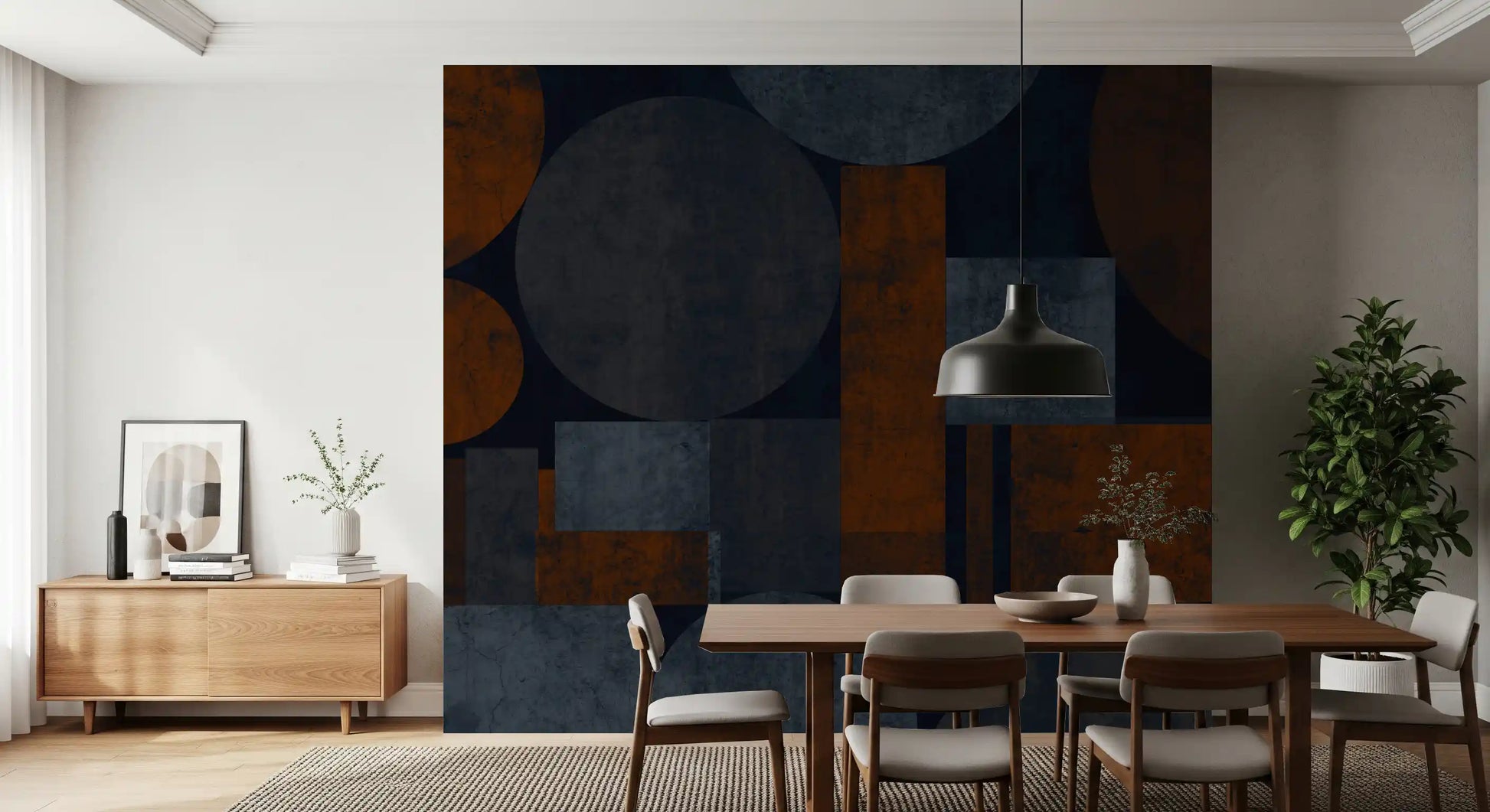 Earthy Geometrics Textured Circles Wall Mural