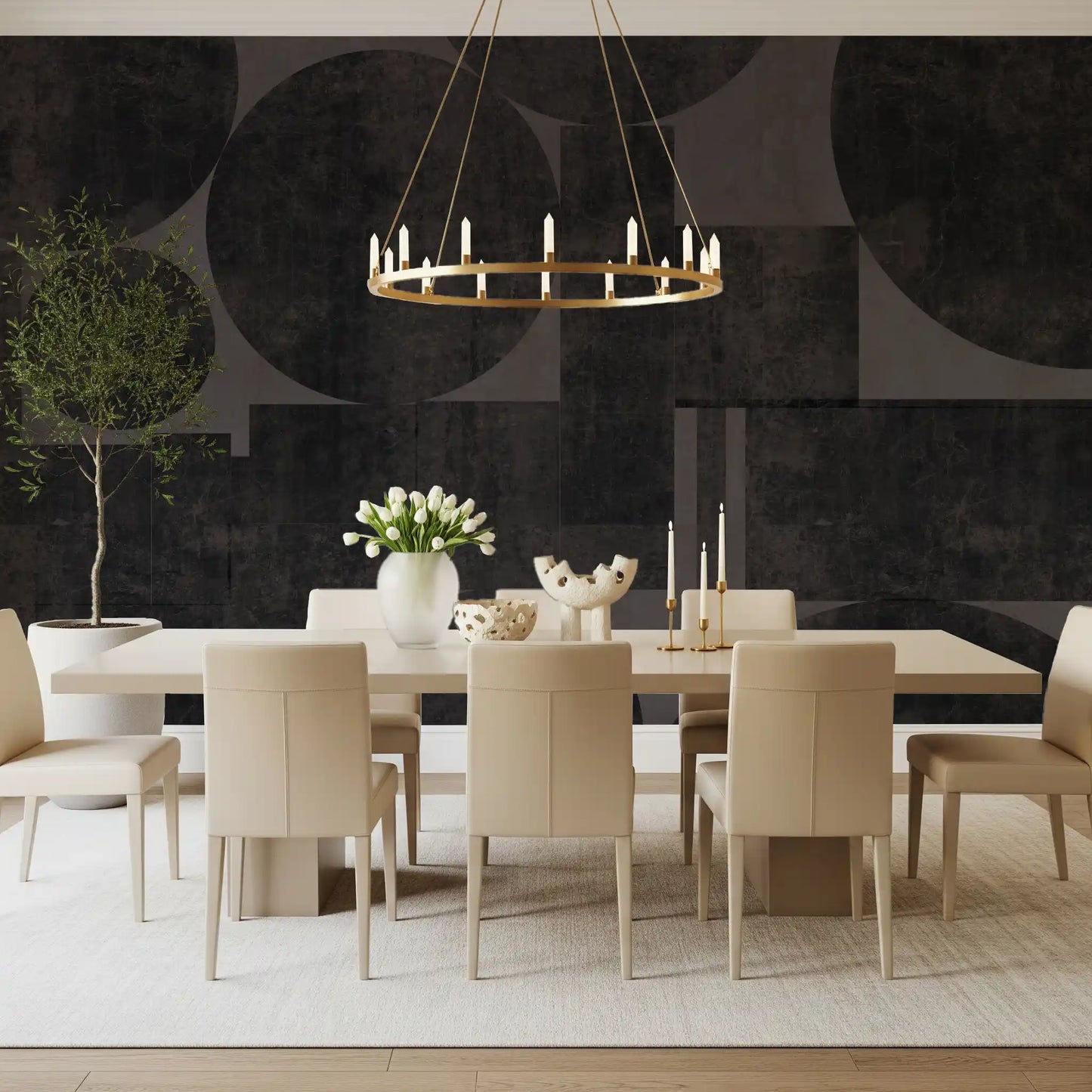 Industrial Charcoal Blocks & Circles Wallpaper Wall Mural