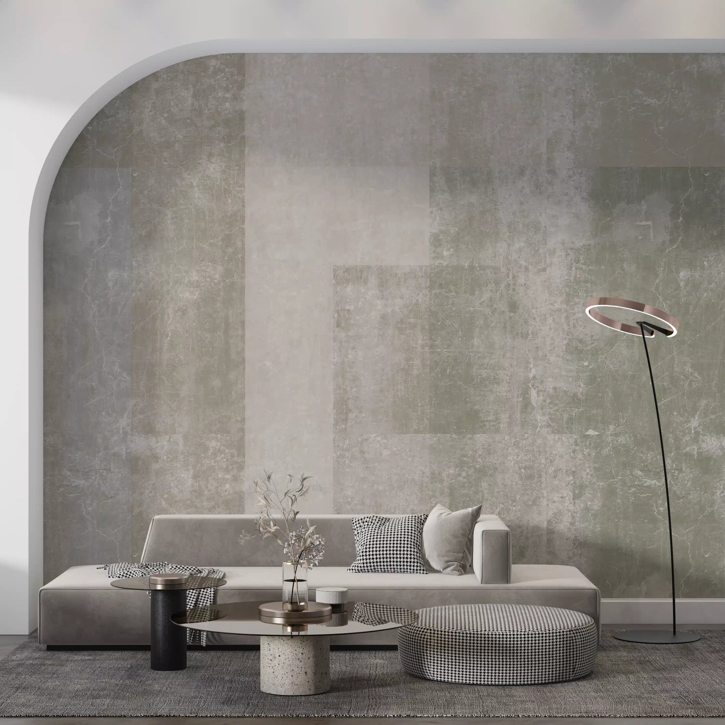 Muted Geometric Concrete Panels Wallpaper Wall Mural
