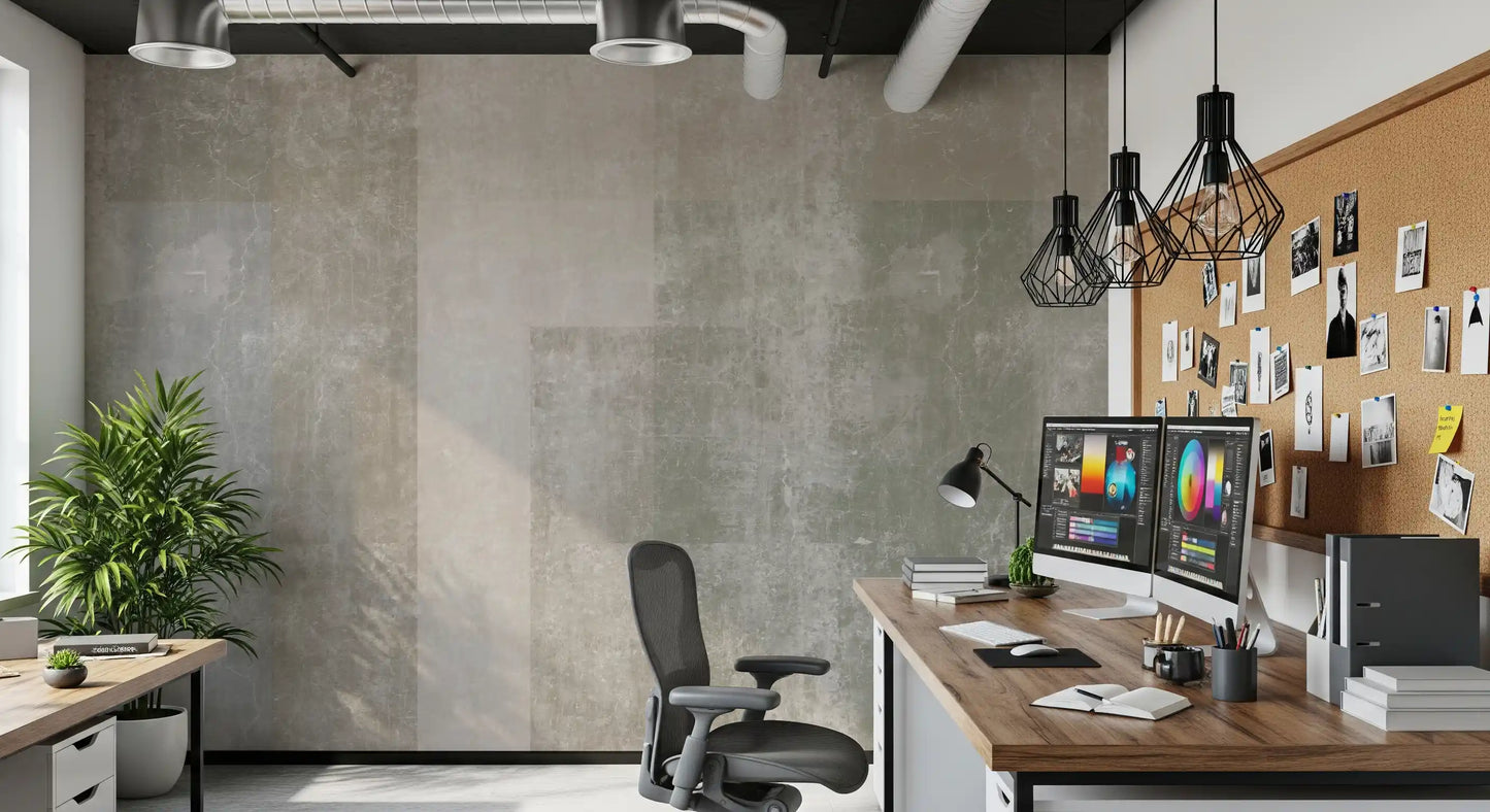 Muted Geometric Concrete Panels Wallpaper Wall Mural