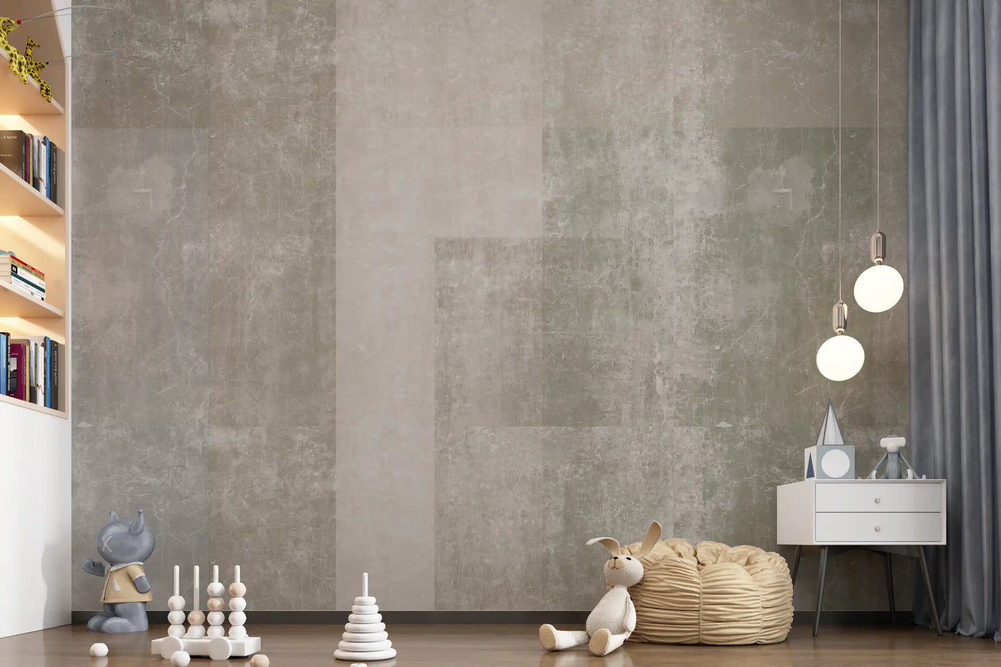 Muted Geometric Concrete Panels Wallpaper Wall Mural