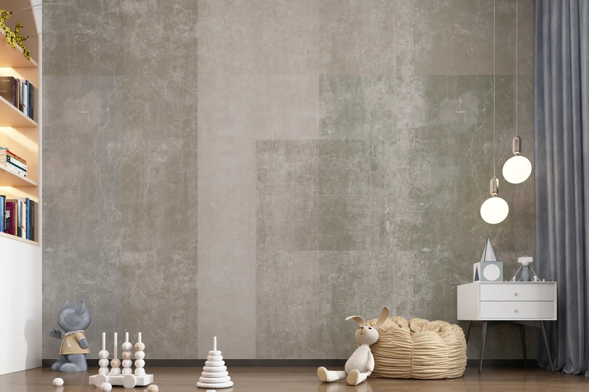 Muted Geometric Concrete Panels Wallpaper Wall Mural