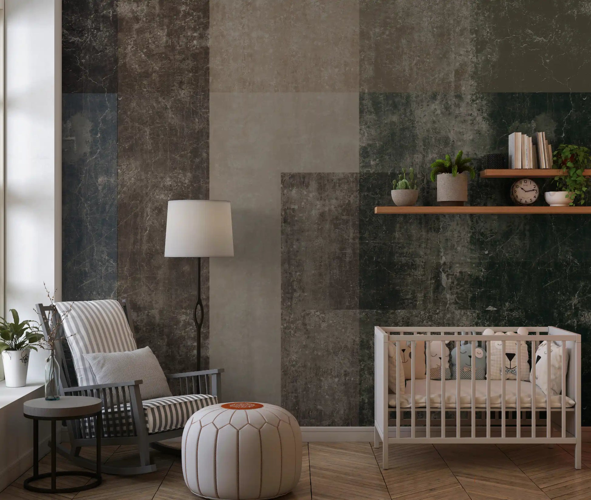 Distressed Brutalist Color Block Wall Mural Wall Mural