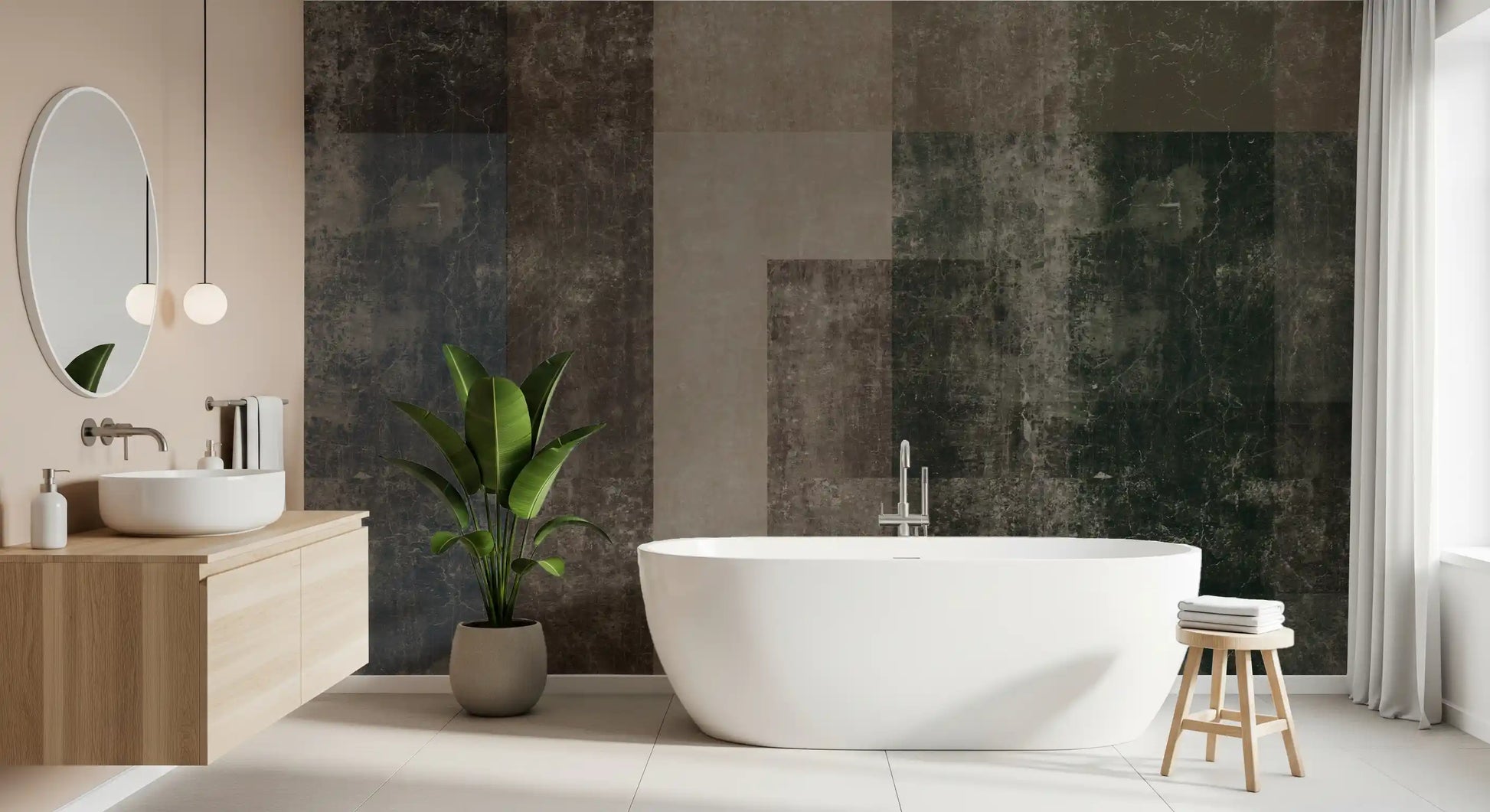 Distressed Brutalist Color Block Wall Mural Wall Mural