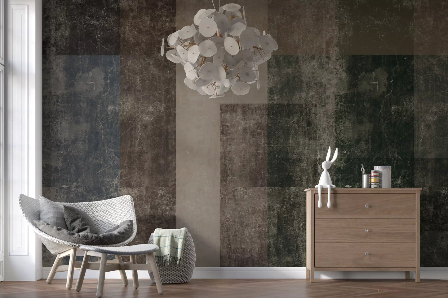 Distressed Brutalist Color Block Wall Mural Wall Mural