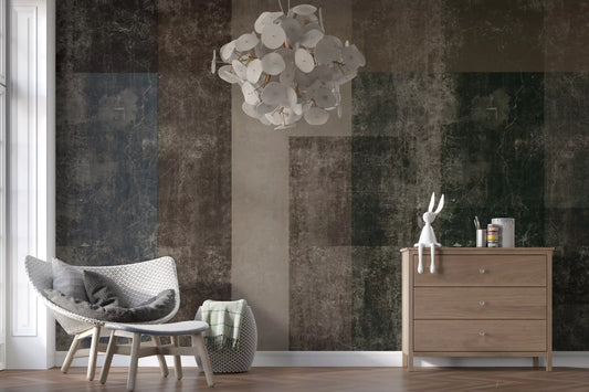 Distressed Brutalist Color Block Wall Mural