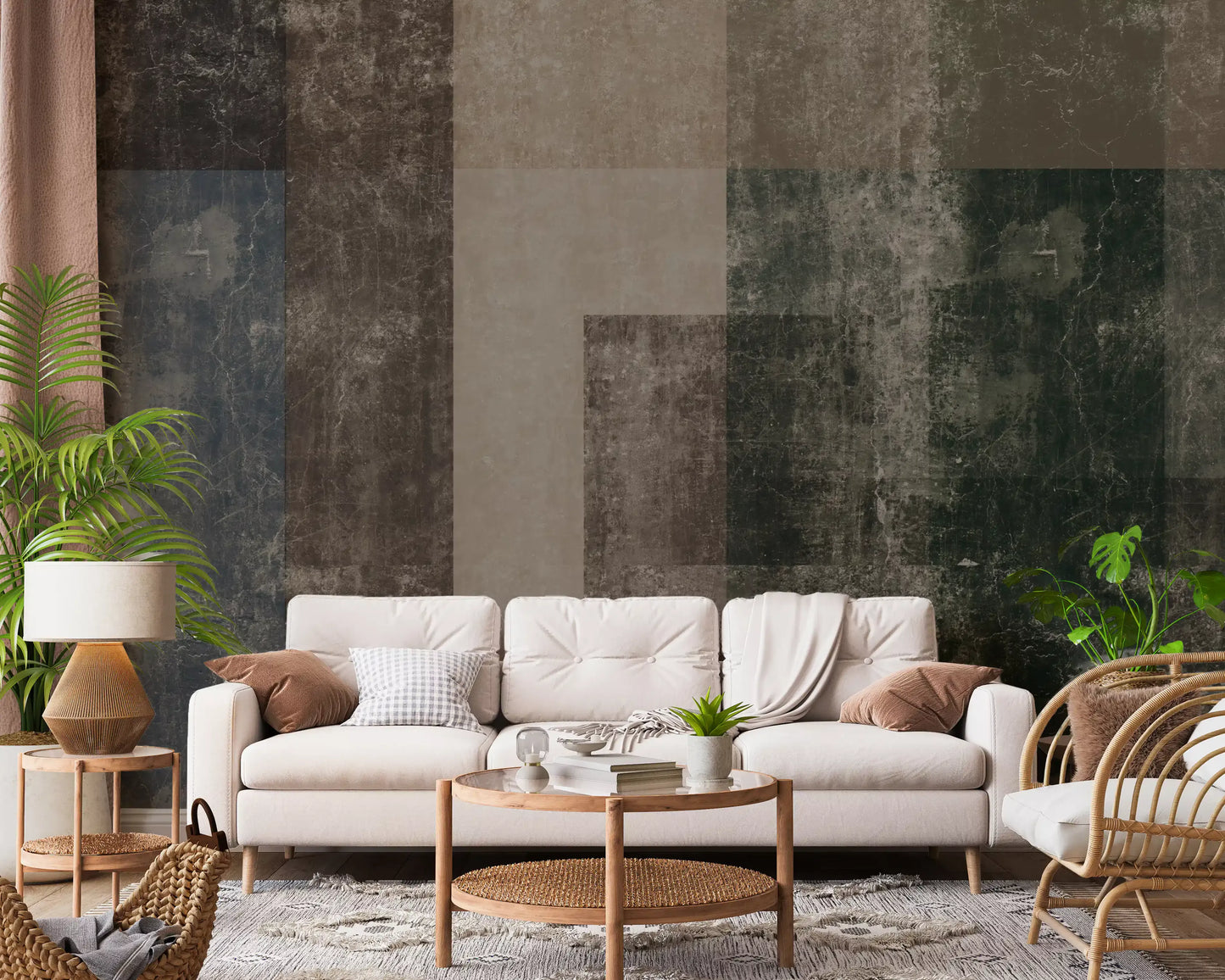 Distressed Brutalist Color Block Wall Mural Wall Mural