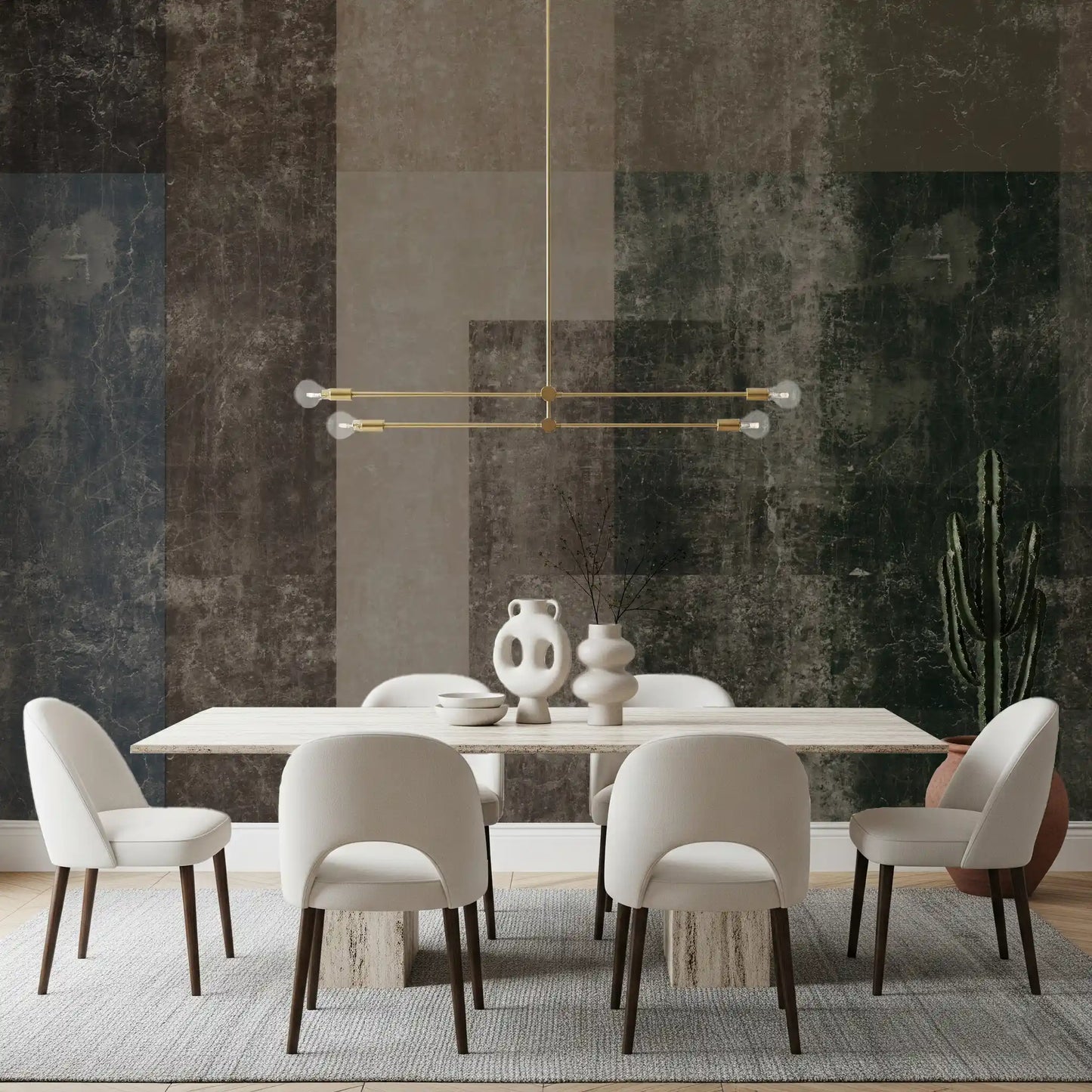 Distressed Brutalist Color Block Wall Mural Wall Mural