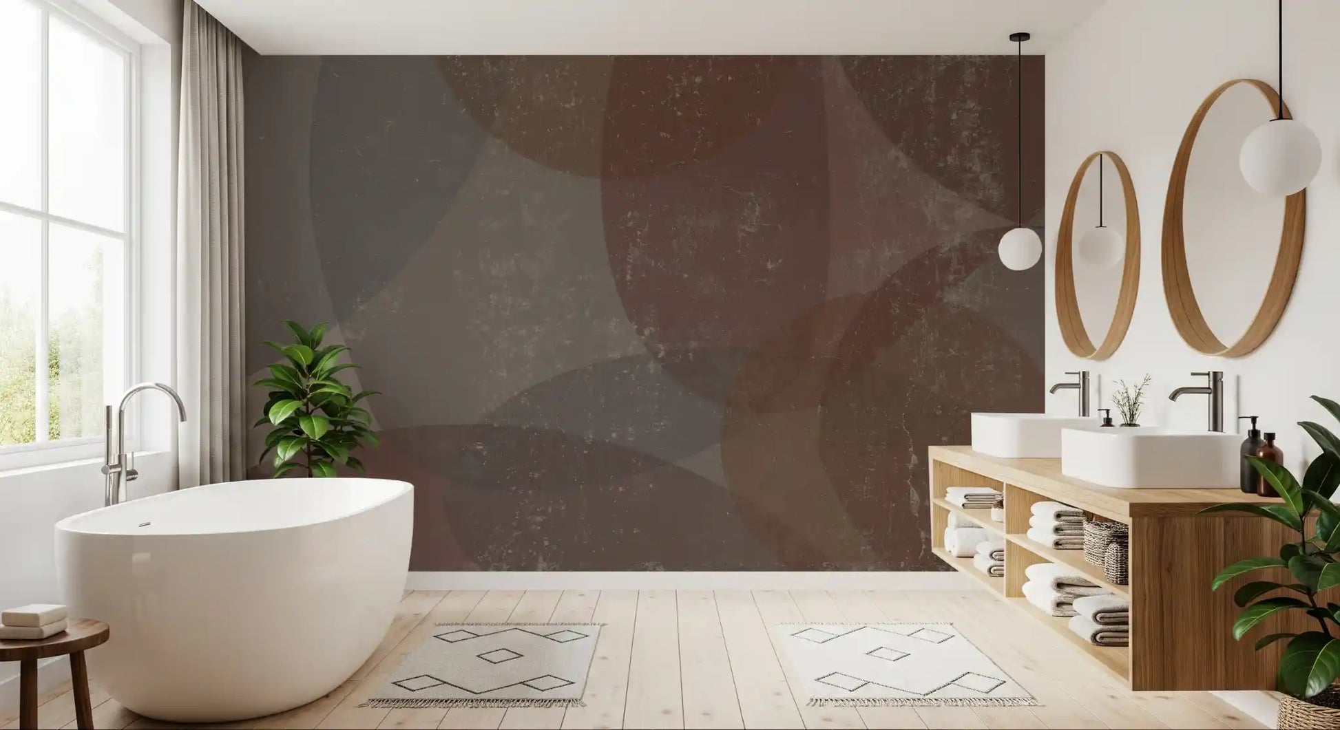 Rustic Earth Tones Abstract Pebble Wallpaper Wall Mural