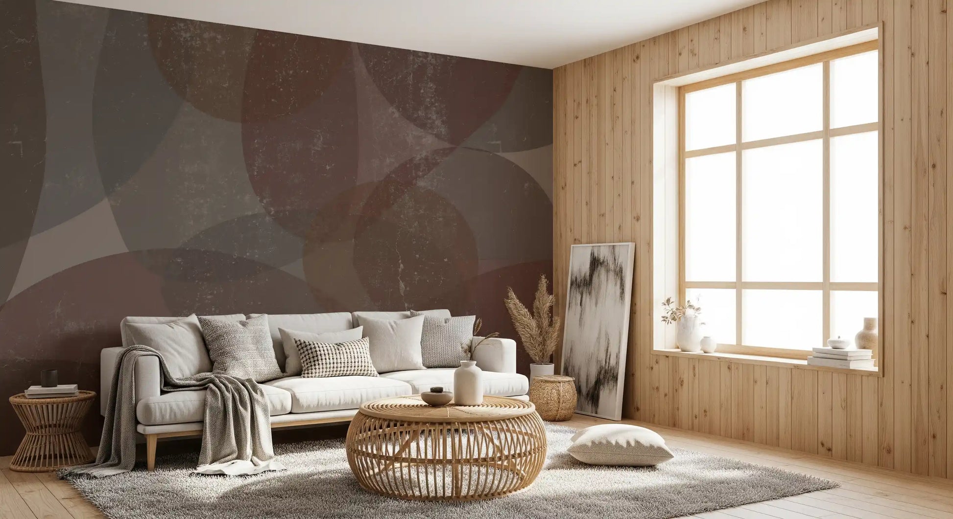Rustic Earth Tones Abstract Pebble Wallpaper Wall Mural