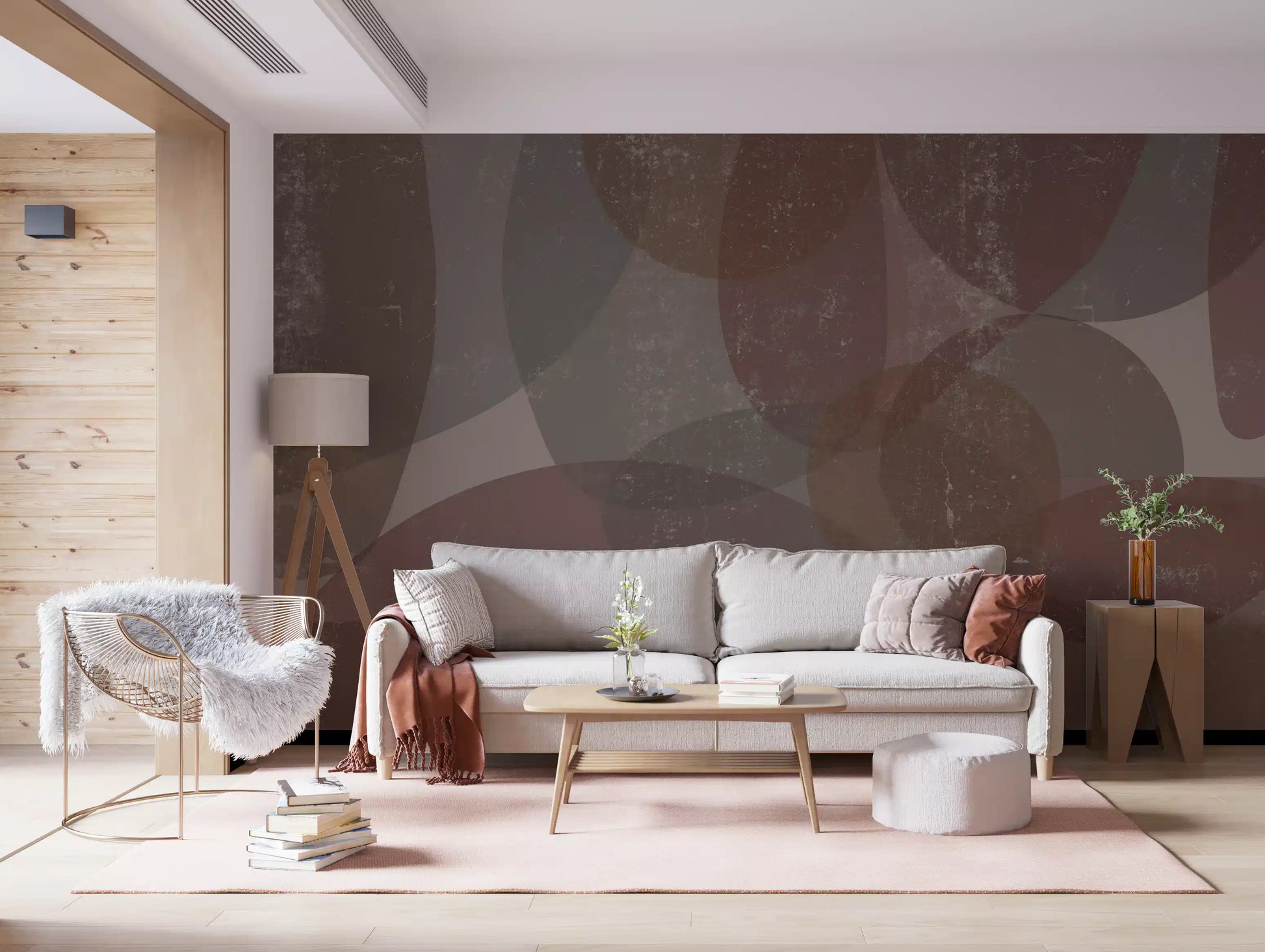 Rustic Earth Tones Abstract Pebble Wallpaper Wall Mural
